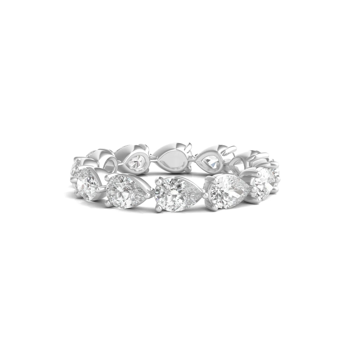 3 CT. Tw. Pear-Cut Lab Grown Diamond Eternity Band Ring Platinum White Size 6.5