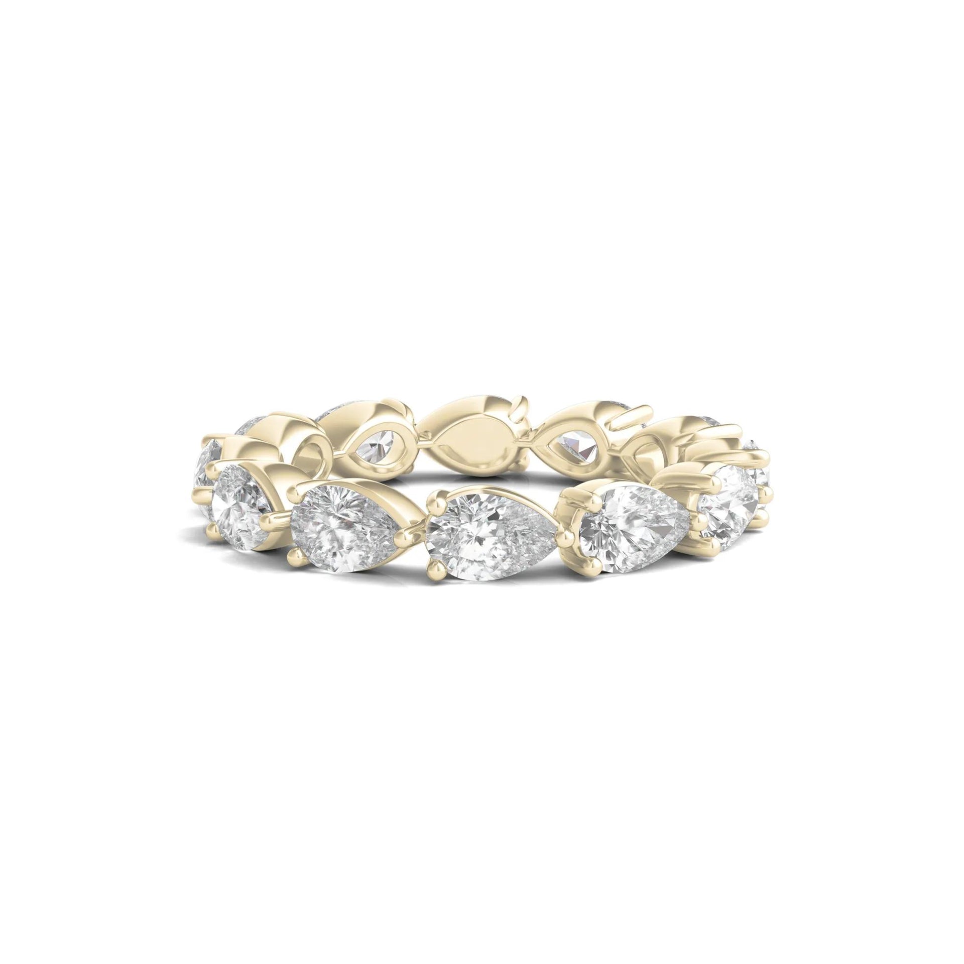 4 CT. Tw. Pear-Cut Lab Grown Diamond Eternity Band Ring 14K Yellow Gold Size 7.5