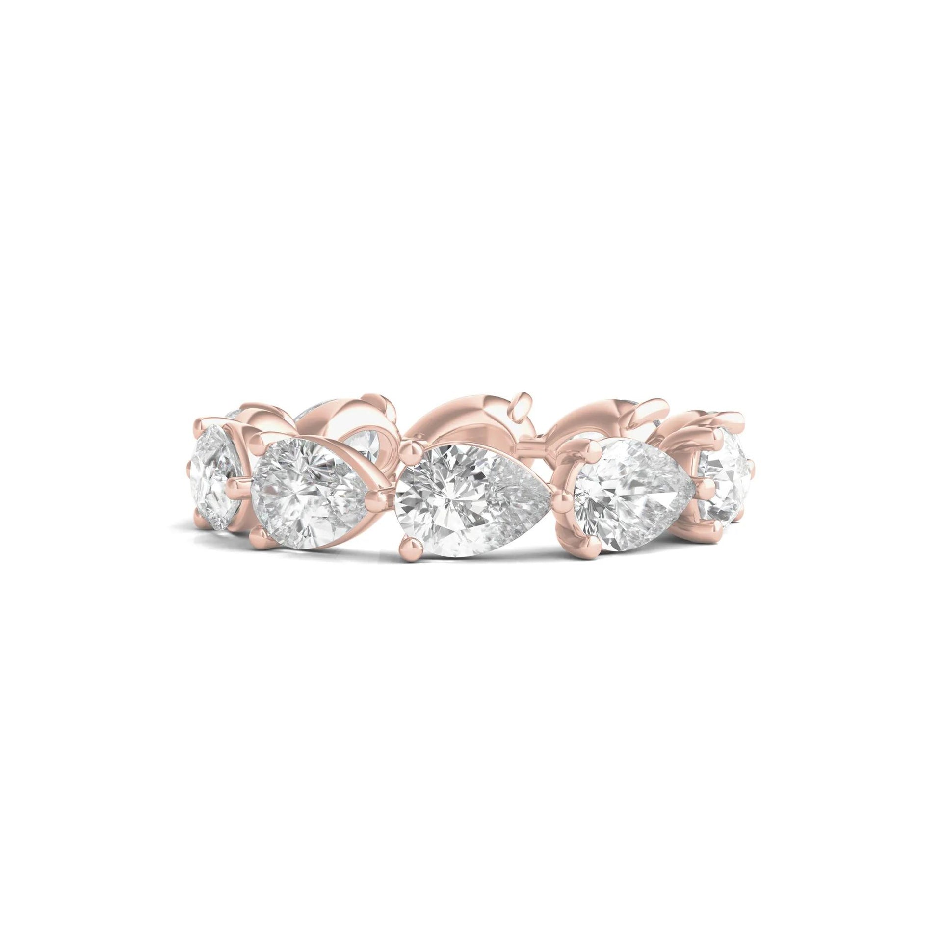 5 CT. Tw. Pear-Cut Lab Grown Diamond Eternity Band Ring 14K Rose Gold Size 7.5