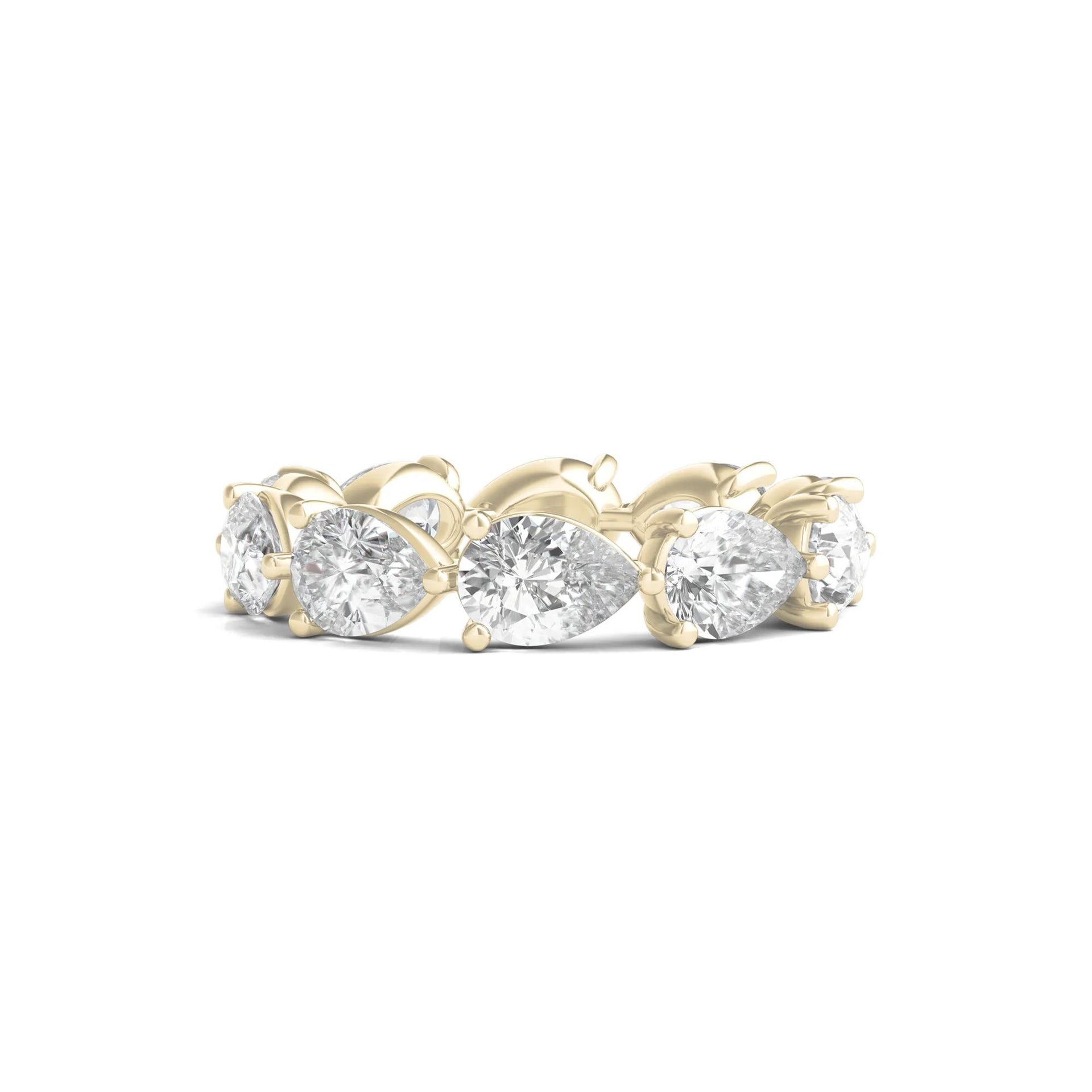 Pear-Cut Lab Grown Diamond Eternity Band Ring 14K Yellow Gold (5 CT. Wt.) Size 6