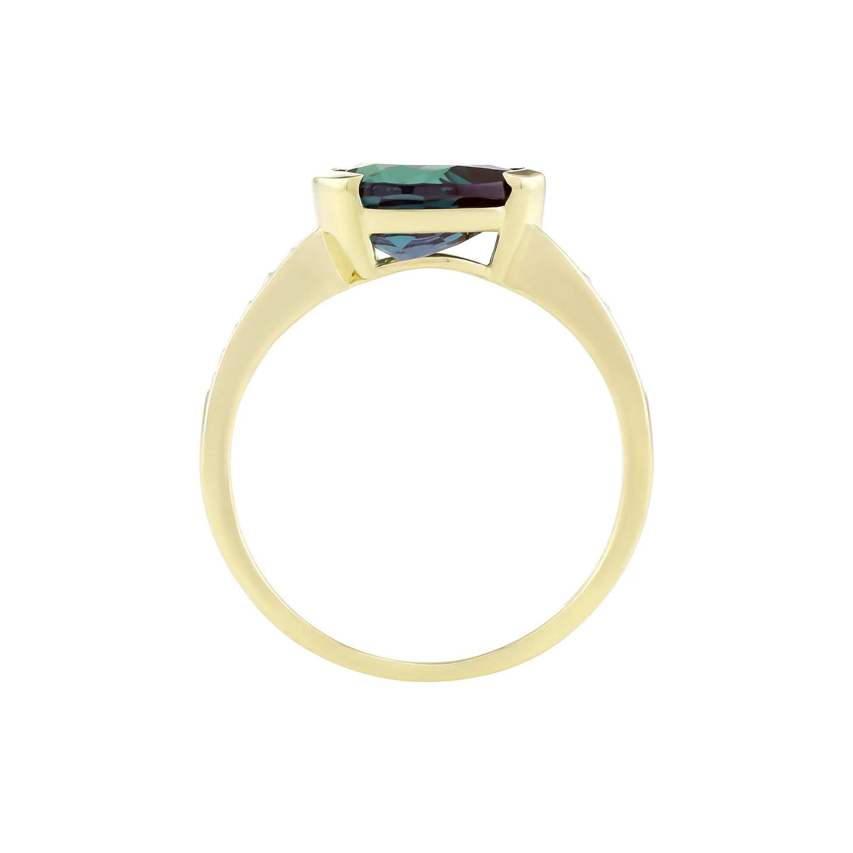 Pear-Shaped Alexandrite & Diamond Accent Ring 10K Yellow Gold Size 9 1.5mm