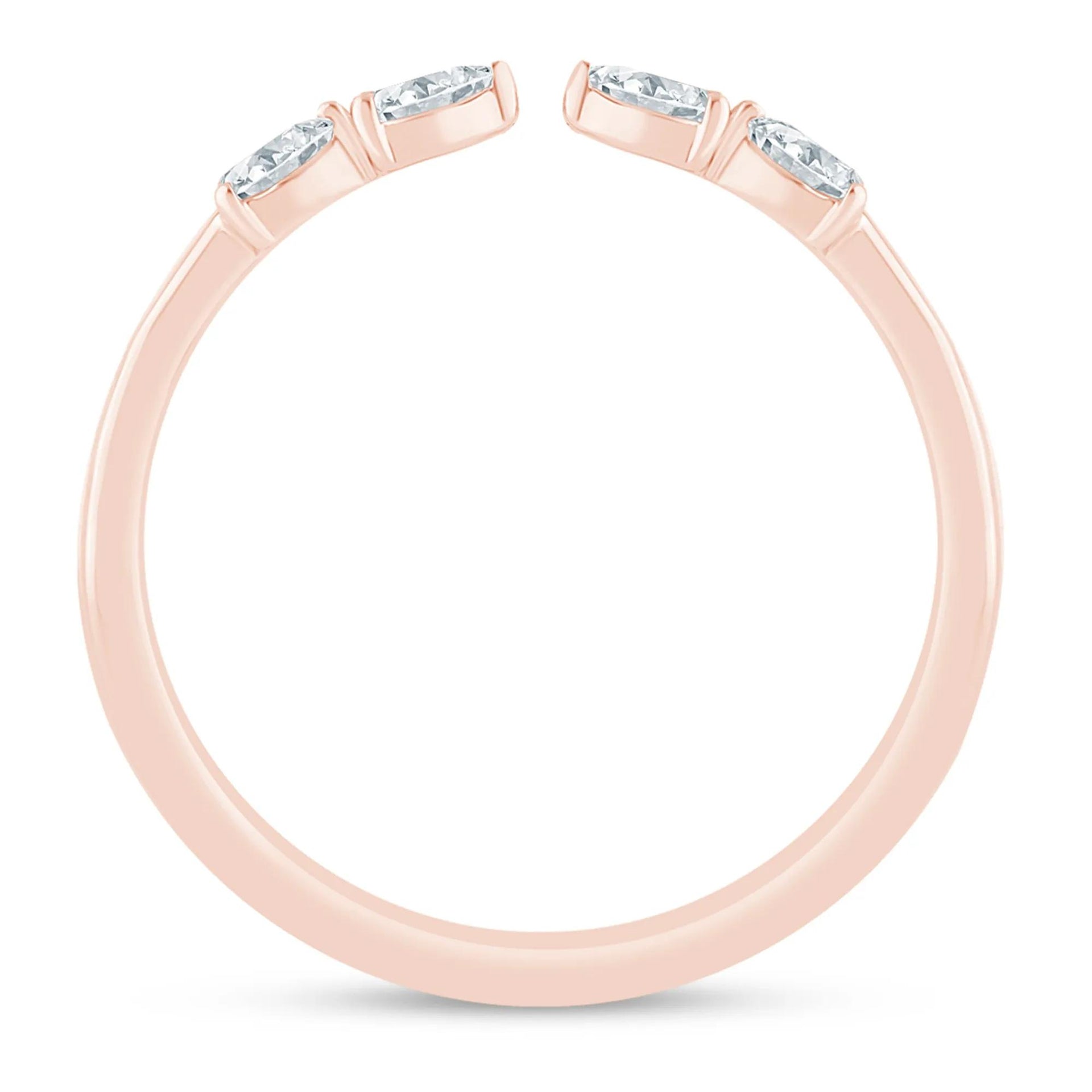 1/7 CT. Tw. Pear-Shaped Lab Grown Diamond Open Anniversary Band Ring 14K Rose Gold Size 8 2mm