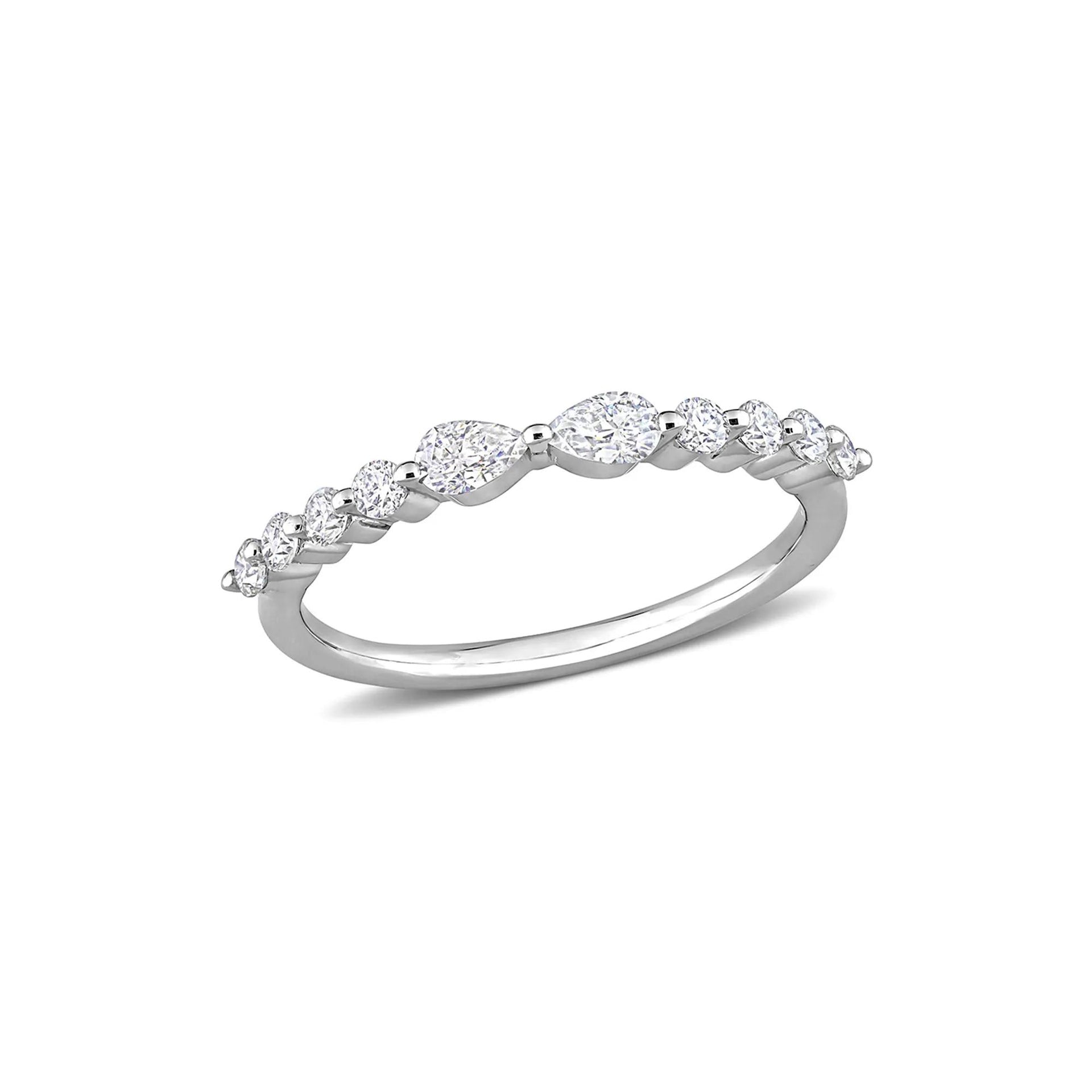 Pear-Shaped Moissanite Stacking Ring .925 Sterling Silver (2/5 CT. Dew) White Size 6