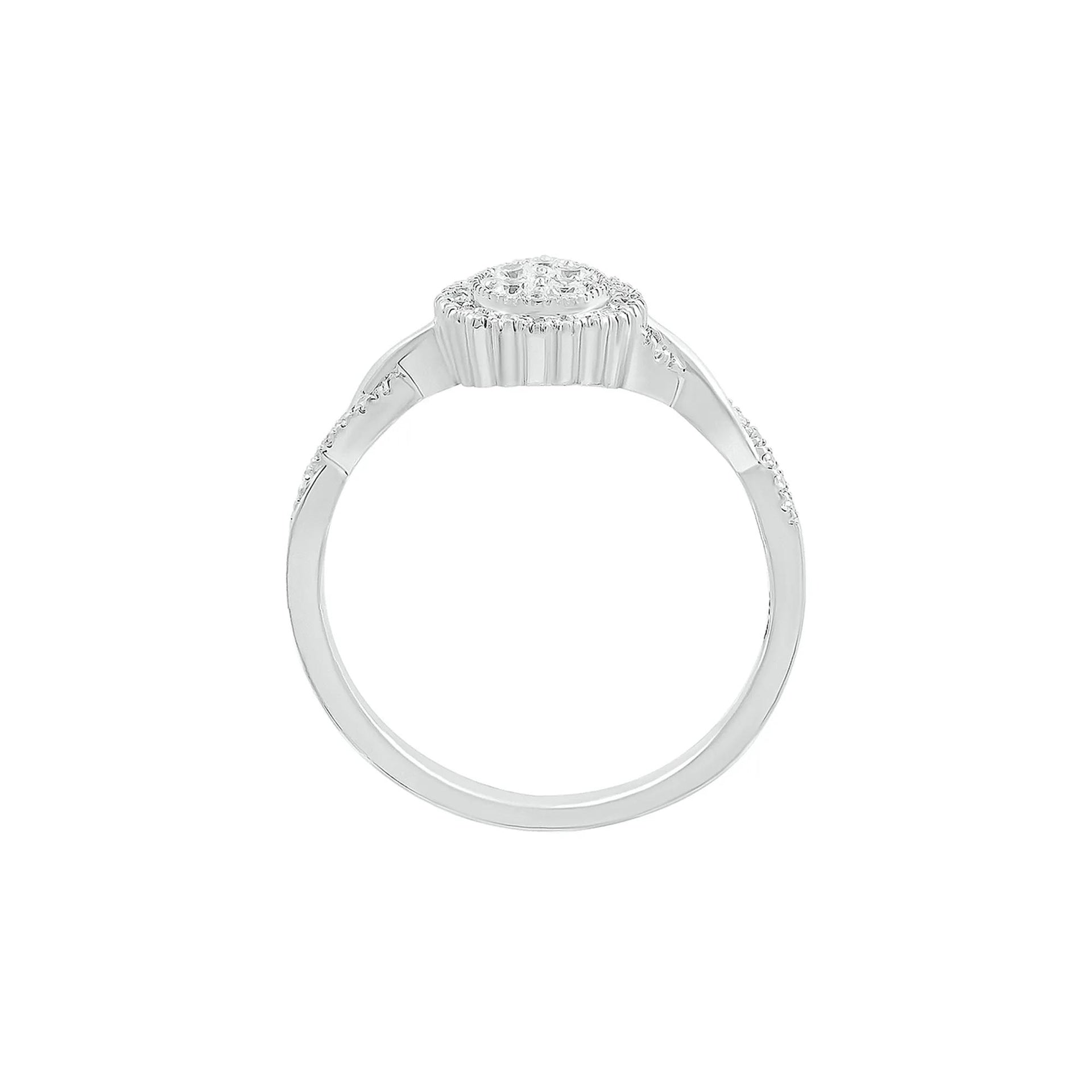 1/4 CT. Tw. Pear-Shaped Promise Ring with Diamond Twist Band .925 Sterling Silver Round Brilliant Cut White Size 6.5