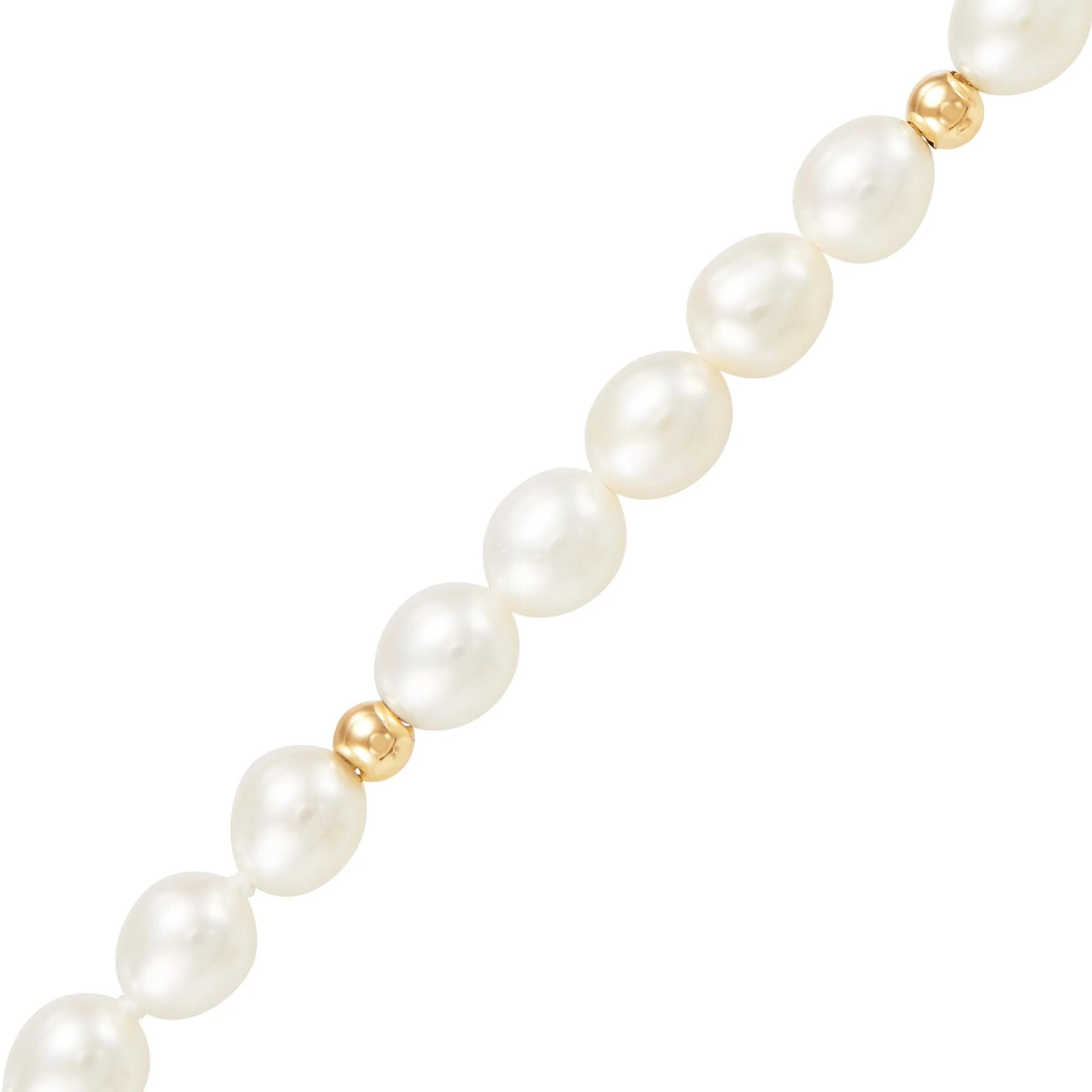 Pearl and Gold Beaded Necklace 14K Yellow Gold Size 15"