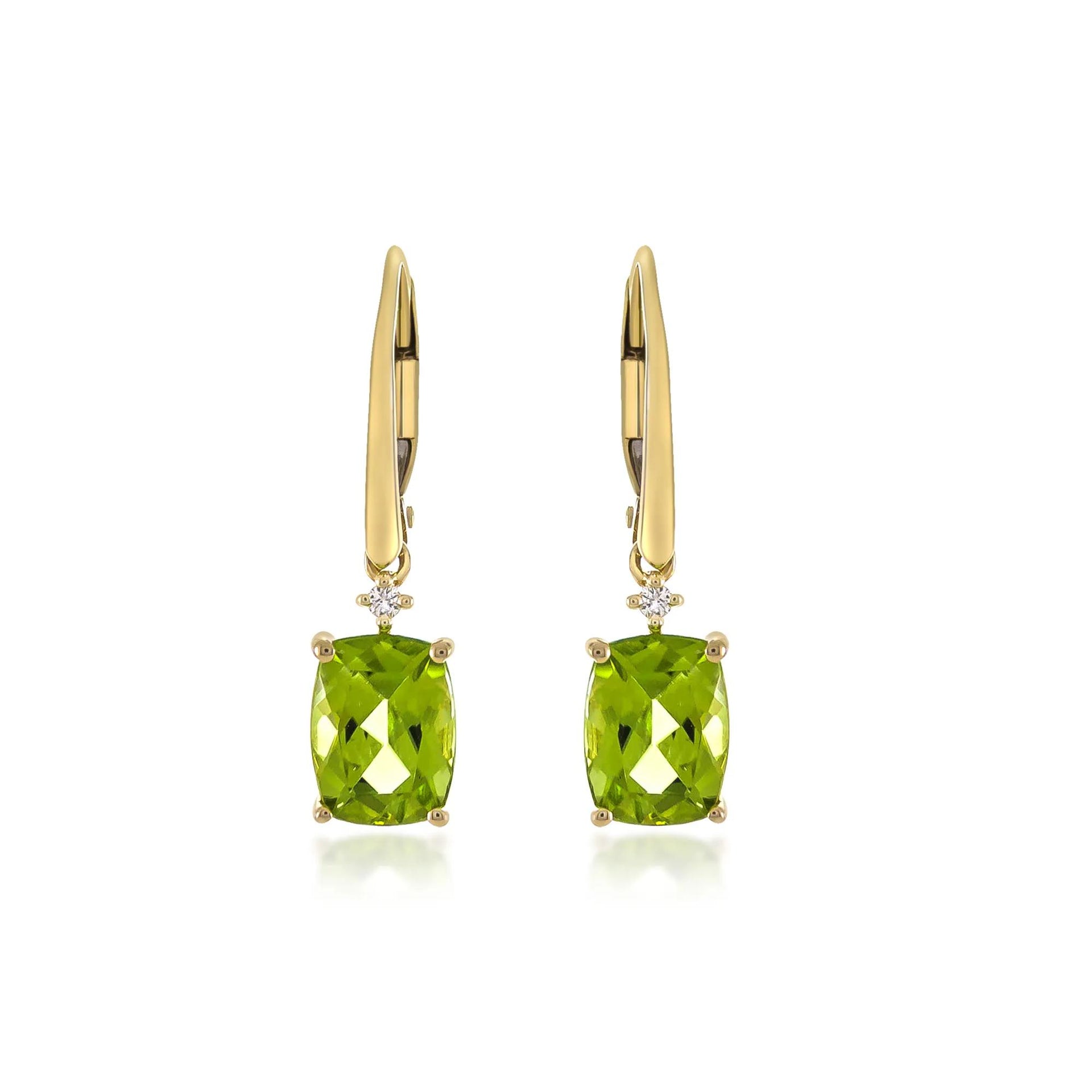 Peridot and Diamond Accent Earrings 10K Yellow Gold Size 6.00mm
