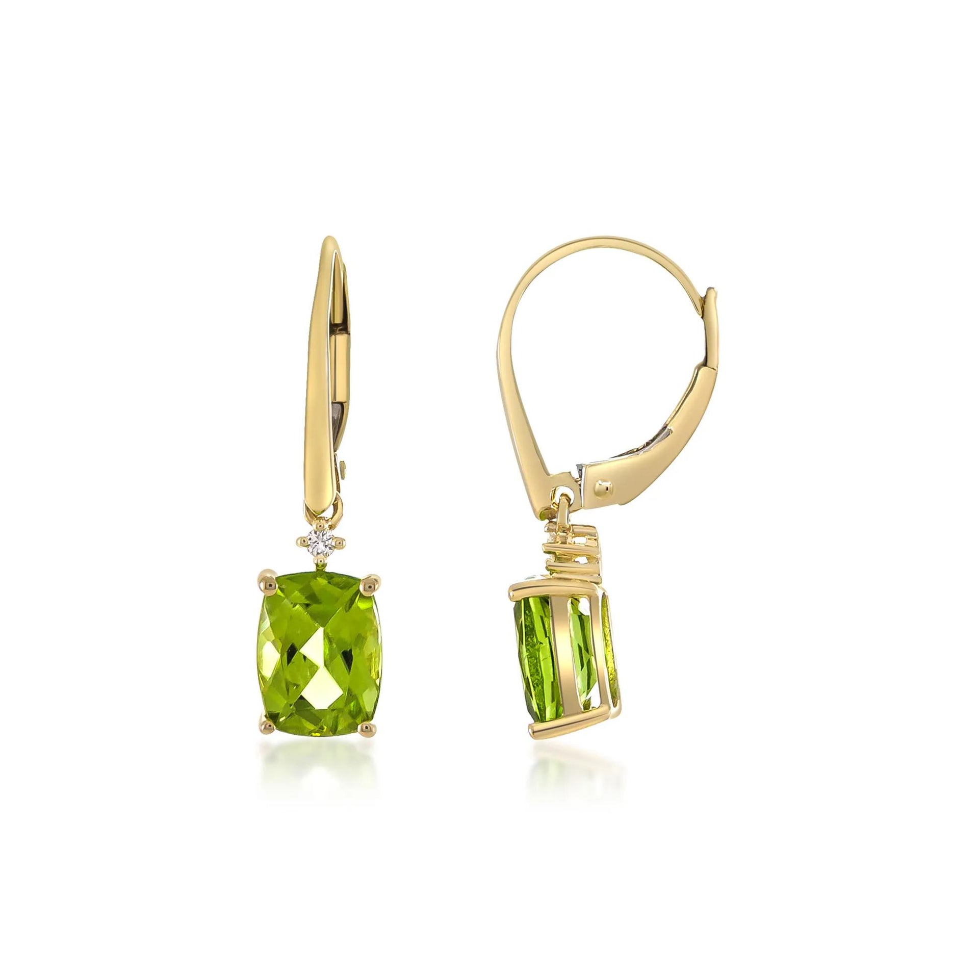 Peridot and Diamond Accent Earrings 10K Yellow Gold Size 6.00mm