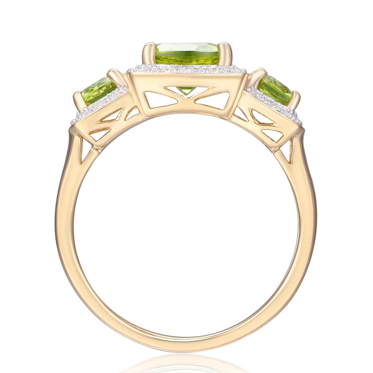 1/5 CT. Tw. Peridot and Diamond Ring 10K Yellow Gold Size 7.5