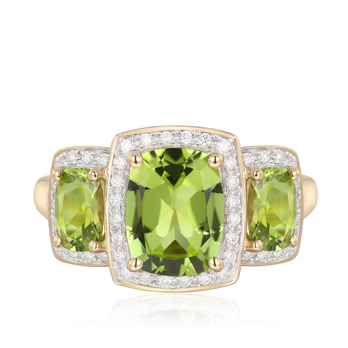 1/5 CT. Tw. Peridot and Diamond Ring 10K Yellow Gold Size 7.5