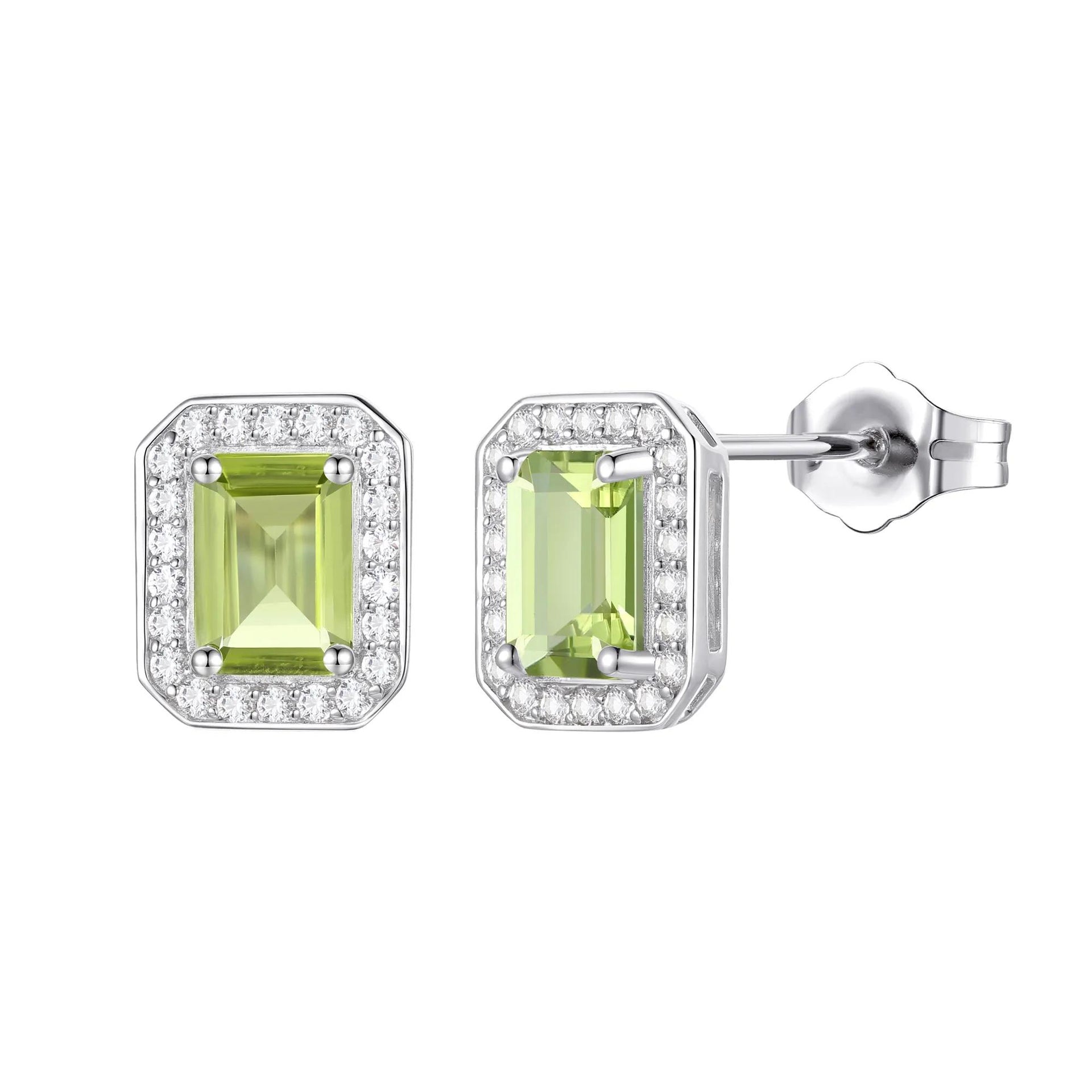 Peridot & Lab-Created White Sapphire Ring Earring & Pendant Set .925 Sterling Silver Size 7 1mm