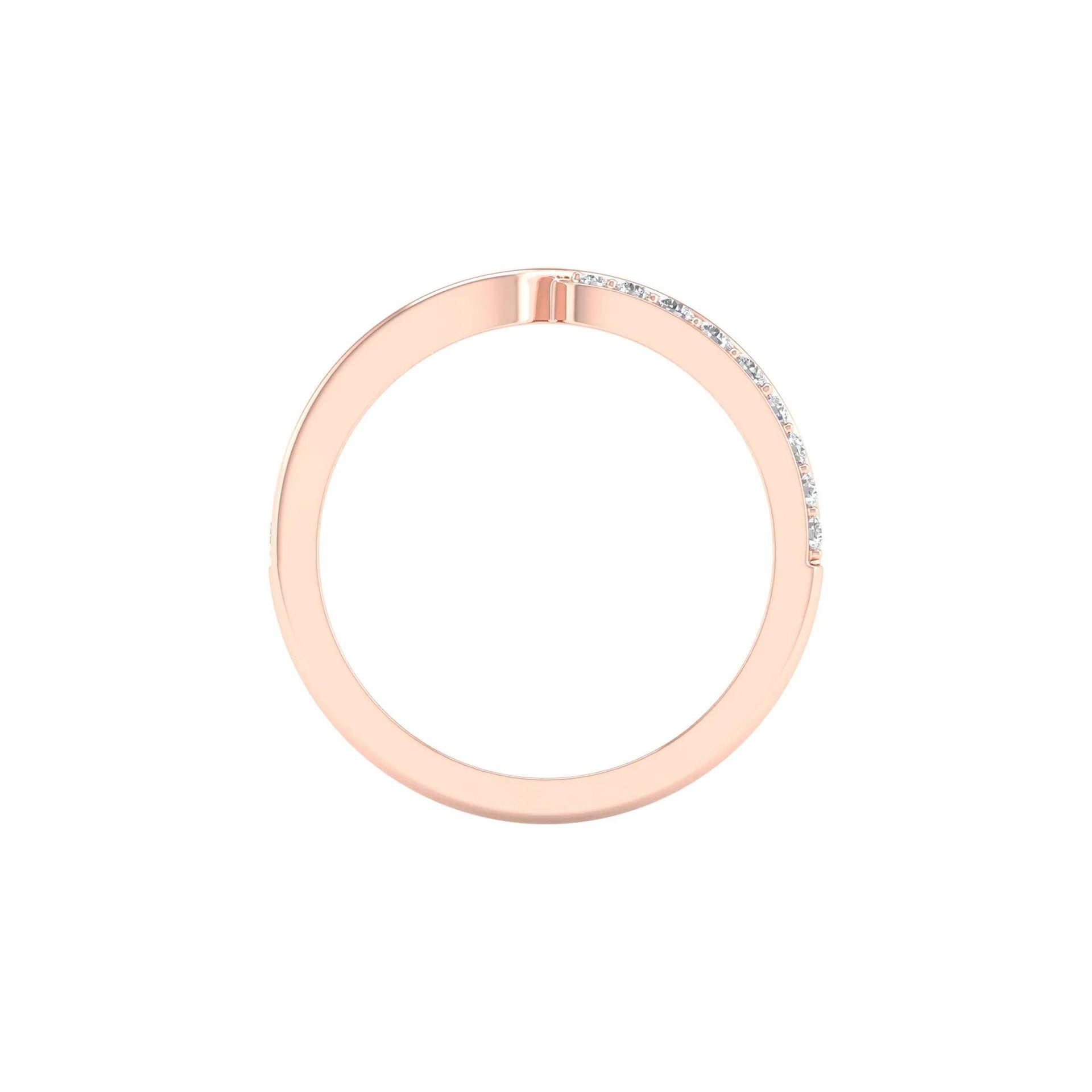 1/4 CT. Tw. Pinched Diamond Stack Band Ring 10K Rose Gold Round Brilliant Cut Size 9 2mm