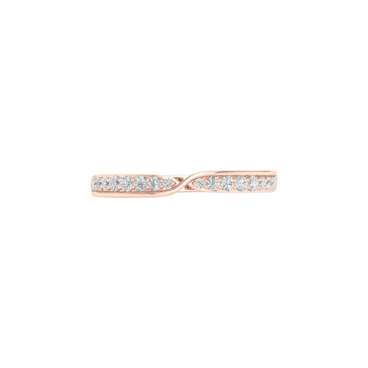 1/4 CT. Tw. Pinched Diamond Stack Band Ring 10K Rose Gold Round Brilliant Cut Size 9 2mm