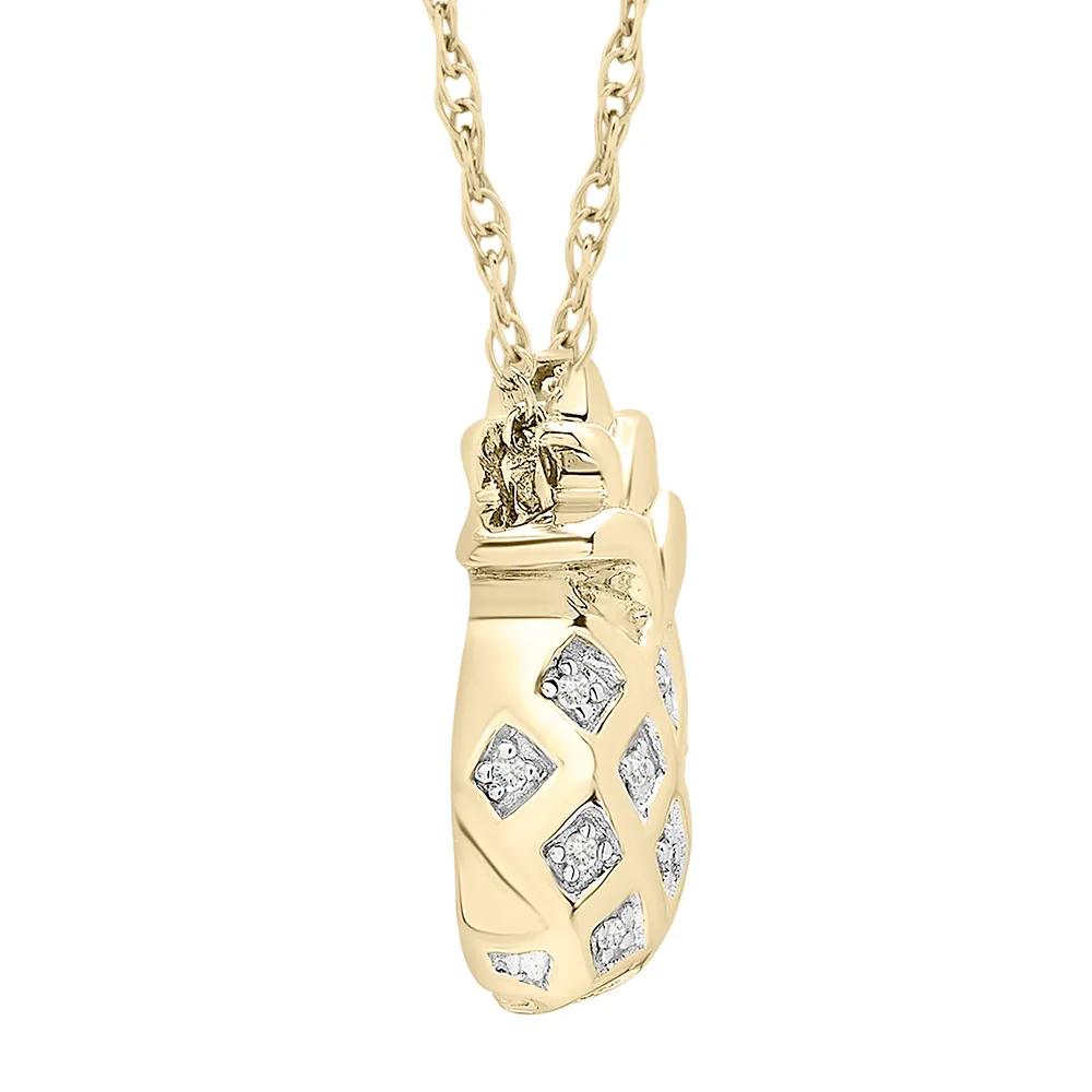 Pineapple Pendant Necklace with Diamond Accents 10K Yellow Gold Size 18"
