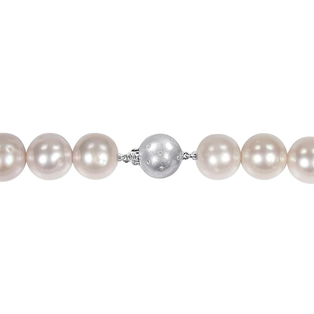 Pink Cultured Freshwater Pearl Necklace 14K White Gold Size 11-12mm