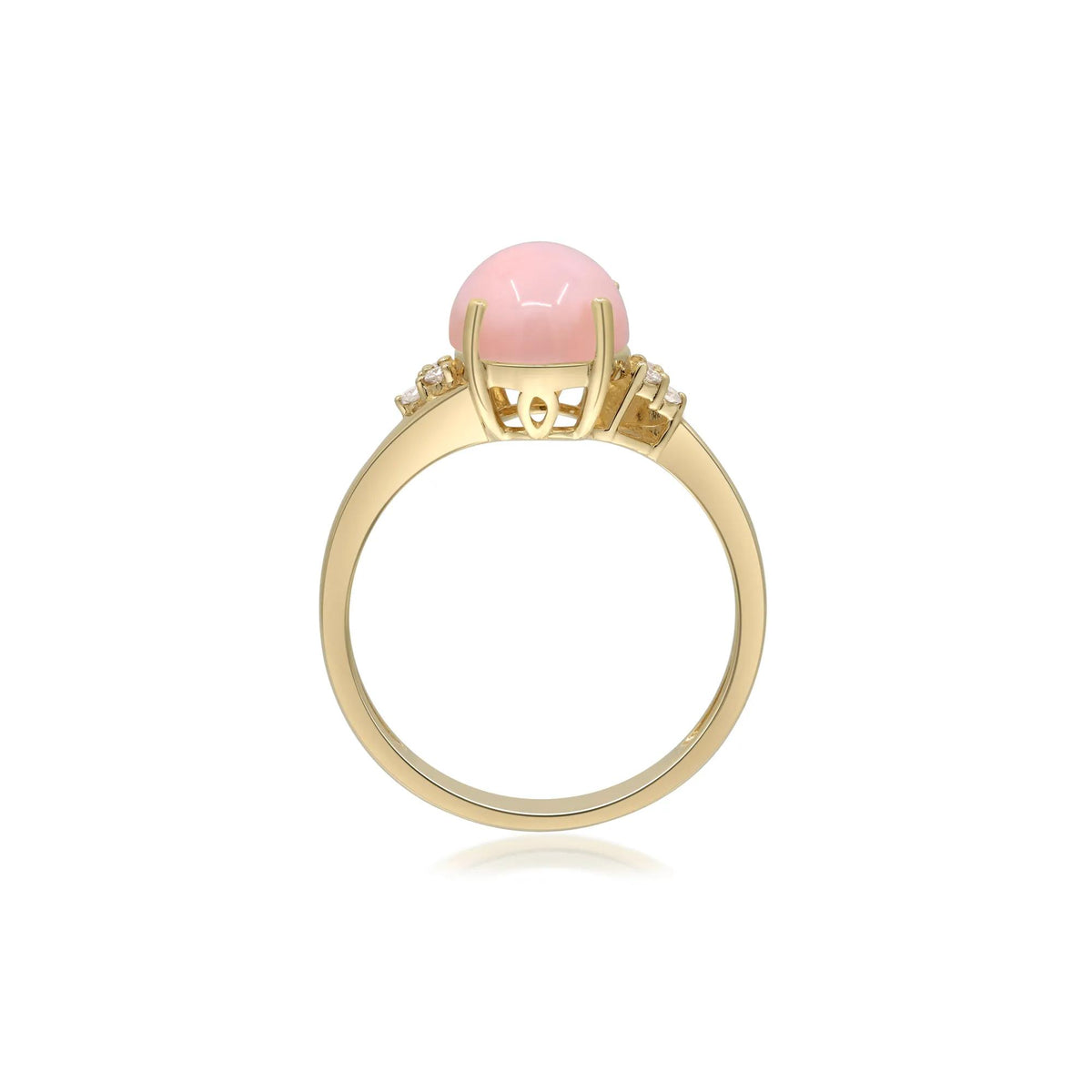 Pink Opal and Diamond Accent Ring 10K Yellow Gold Size 8 2mm