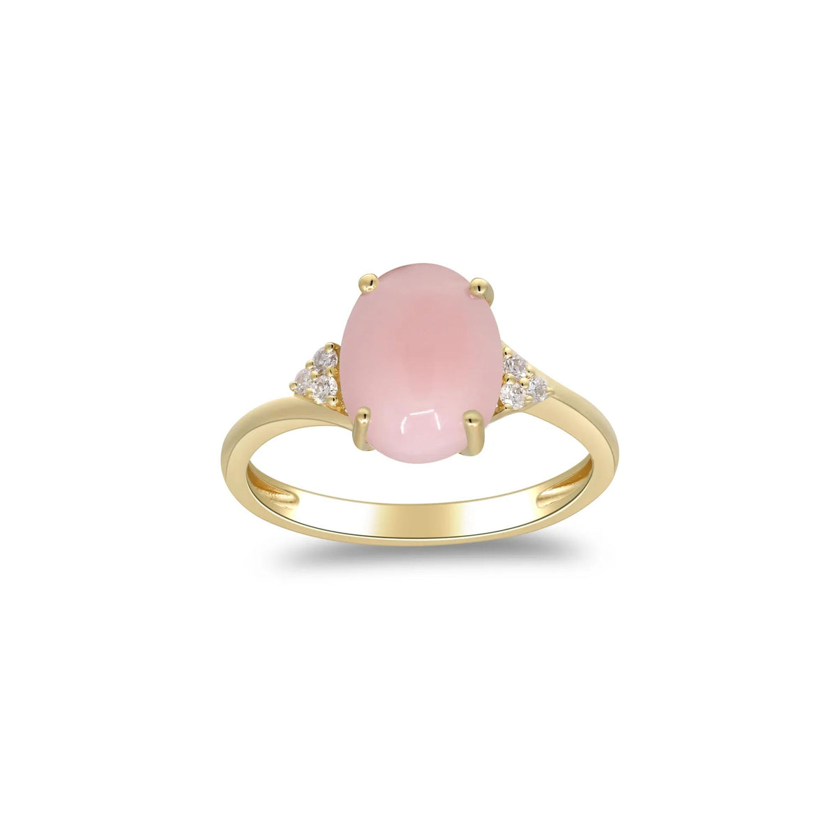 Pink Opal and Diamond Accent Ring 10K Yellow Gold Size 8 2mm