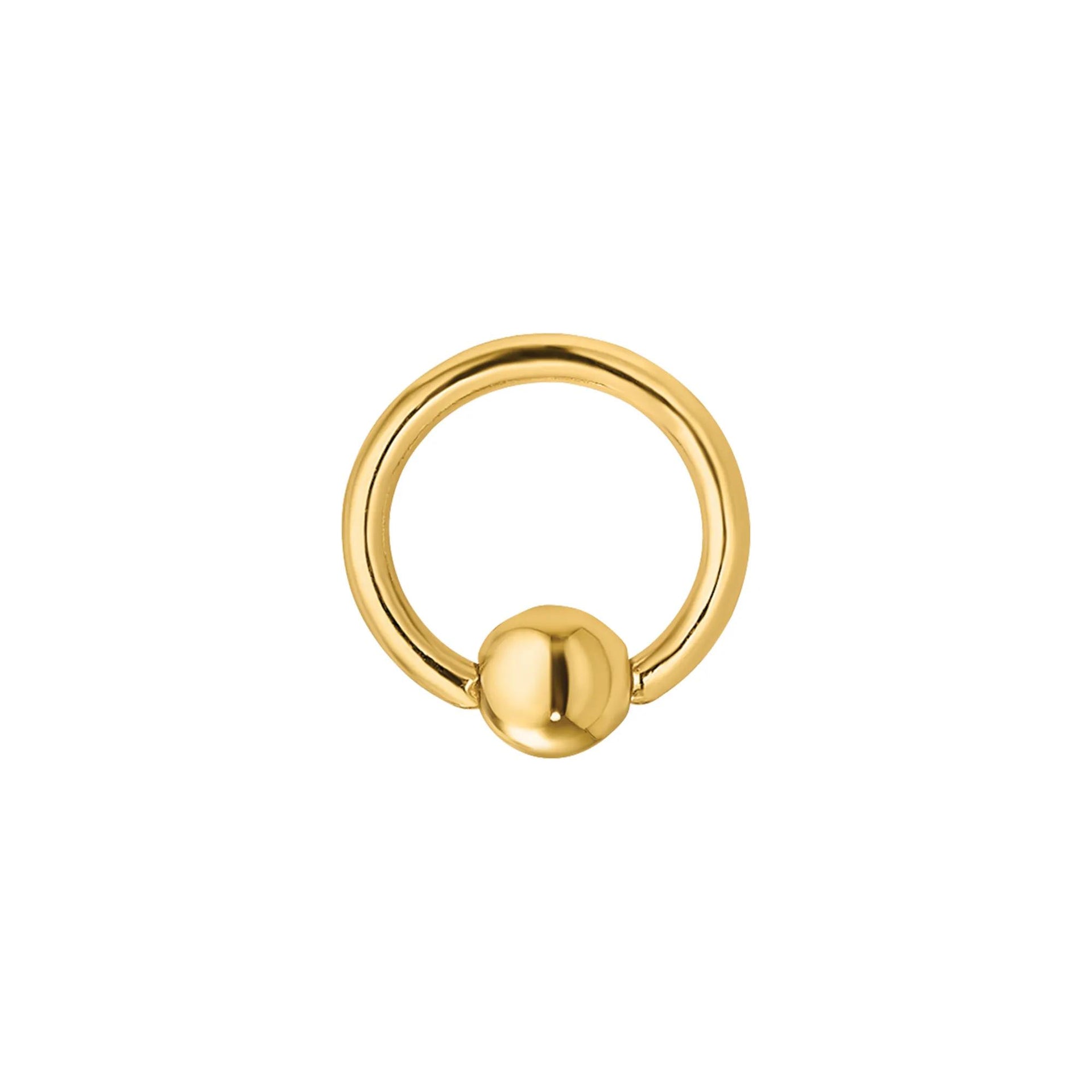 Polished Ball Cartilage Hoop 14K Yellow Gold 18 Gauge Earring Size 8.20mm