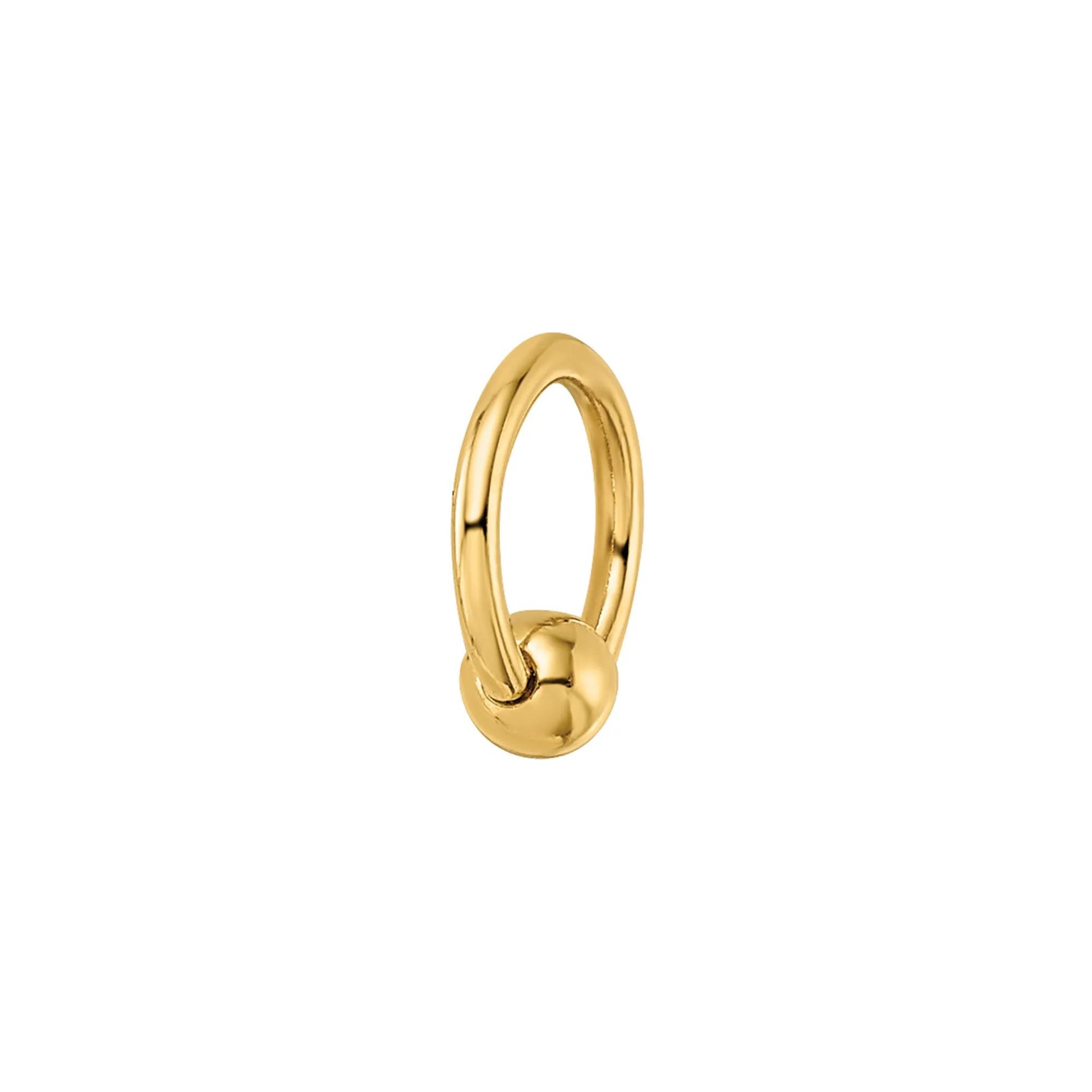 Polished Ball Cartilage Hoop 14K Yellow Gold 18 Gauge Earring Size 8.20mm