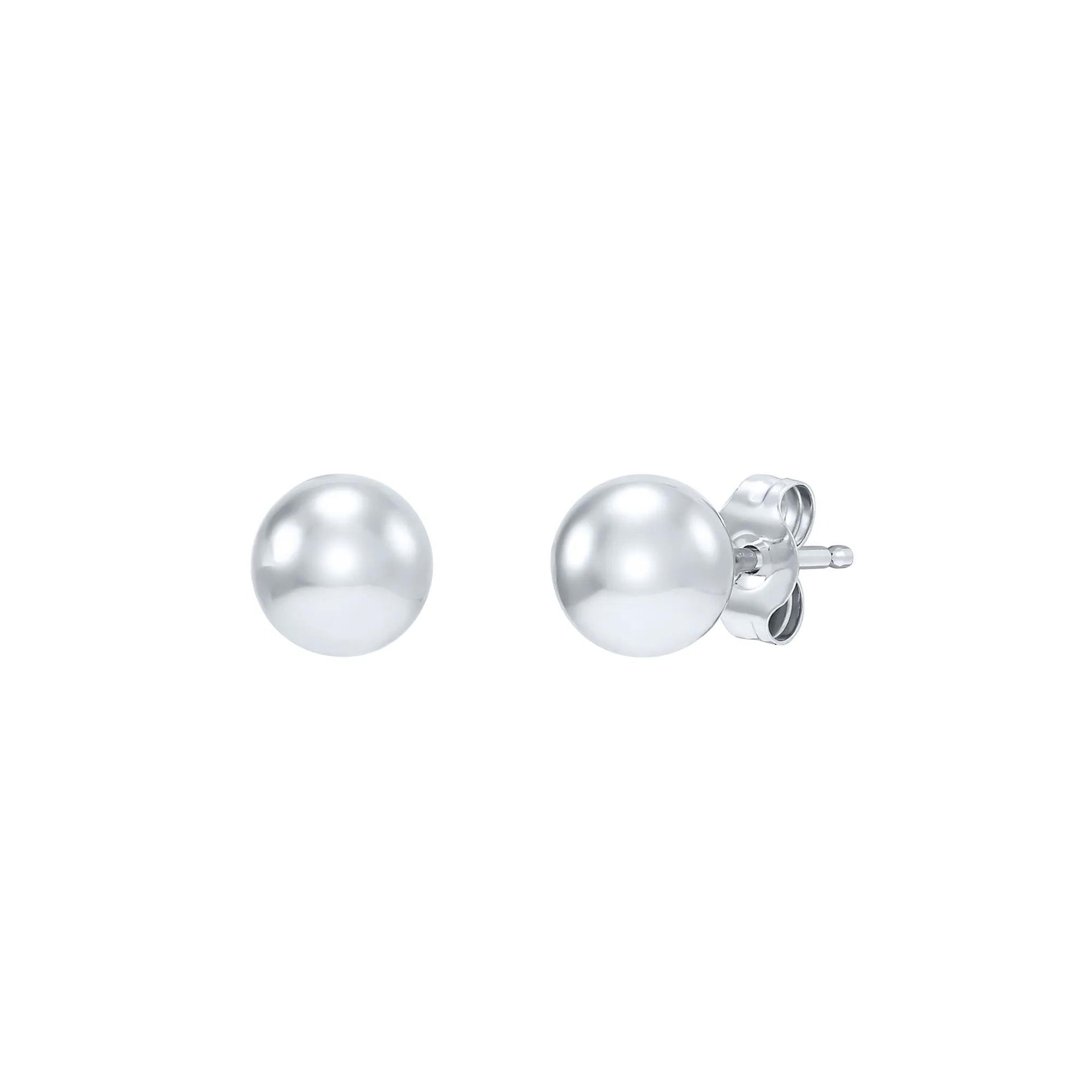 Polished Ball Stud Earring 14K White Gold Size 5.00mm