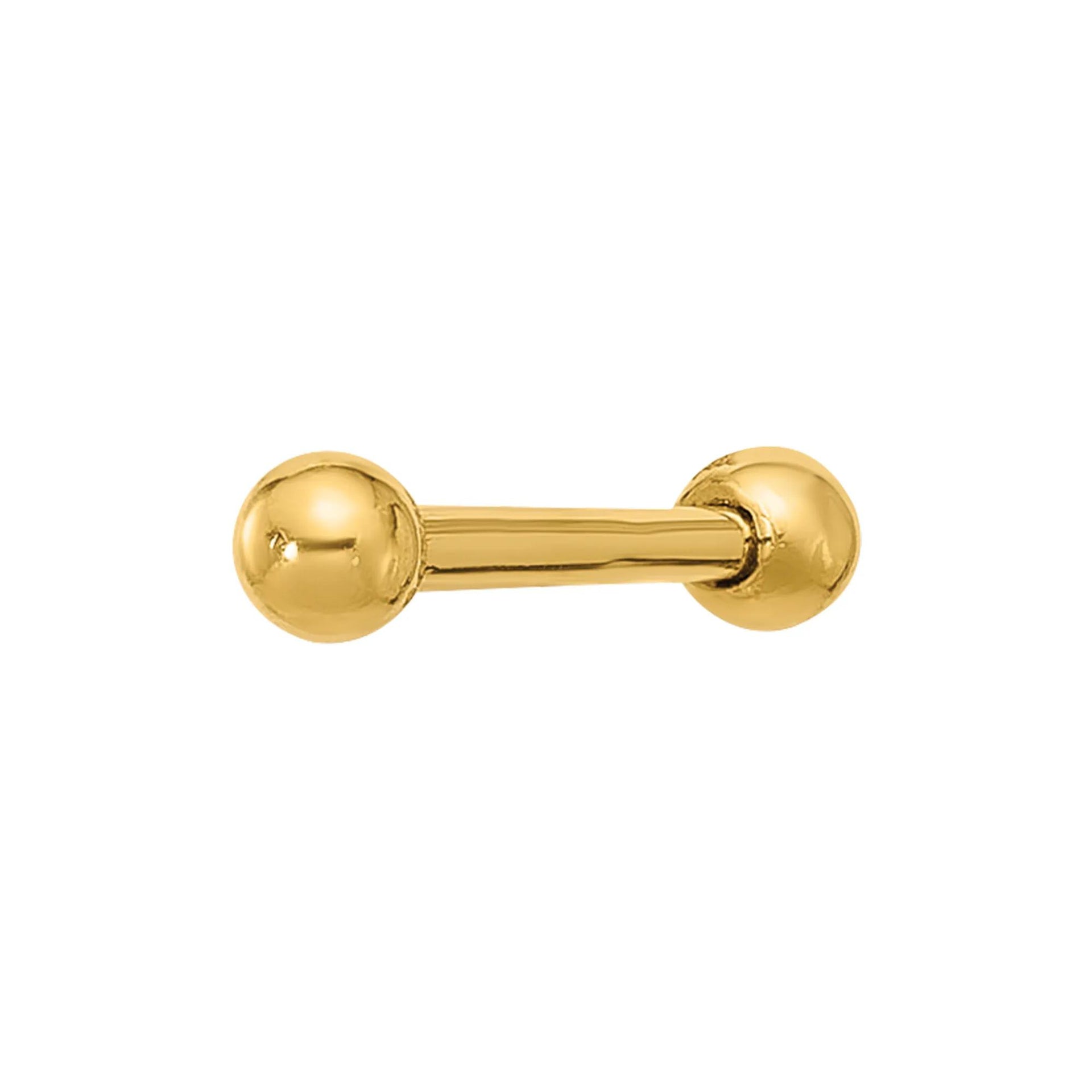 Polished Cartilage-Friendly Ball Bar Labret Stud 16 Gauge Yellow Size 2.50mm