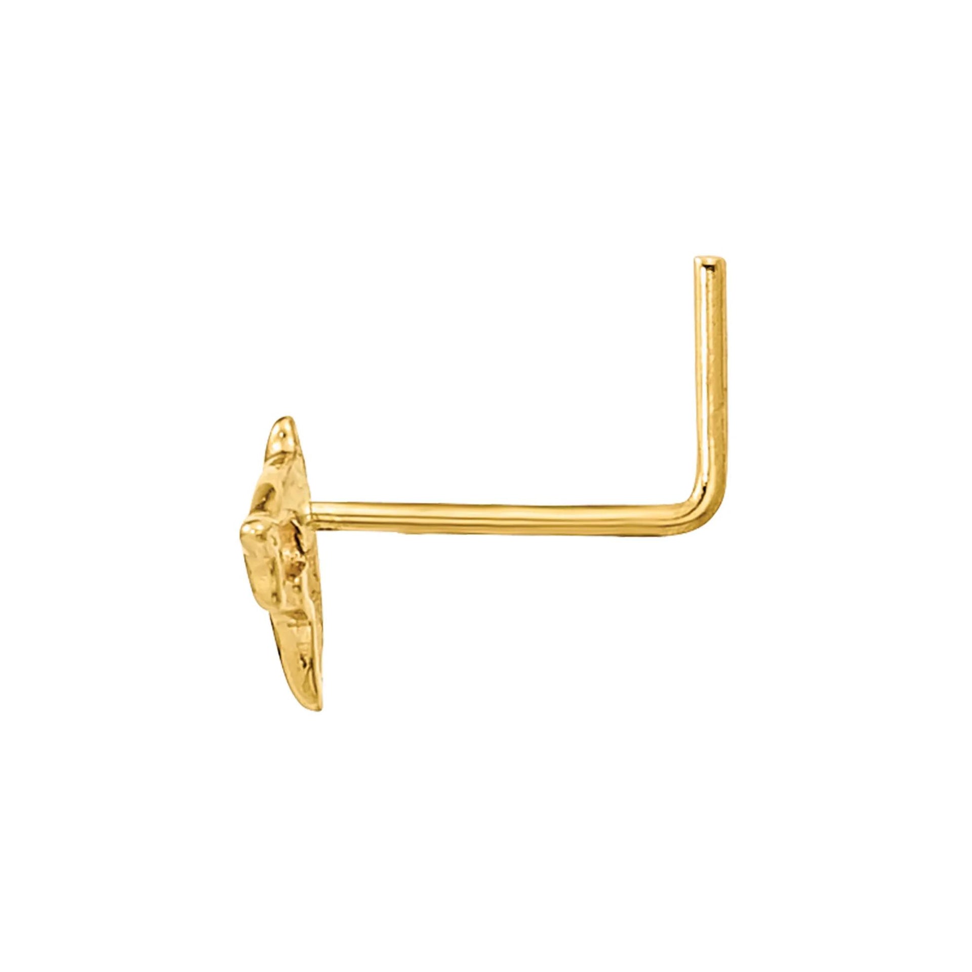 Polished Dolphin Nose Stud 14K Yellow Gold 22 Gauge Size 4.20mm