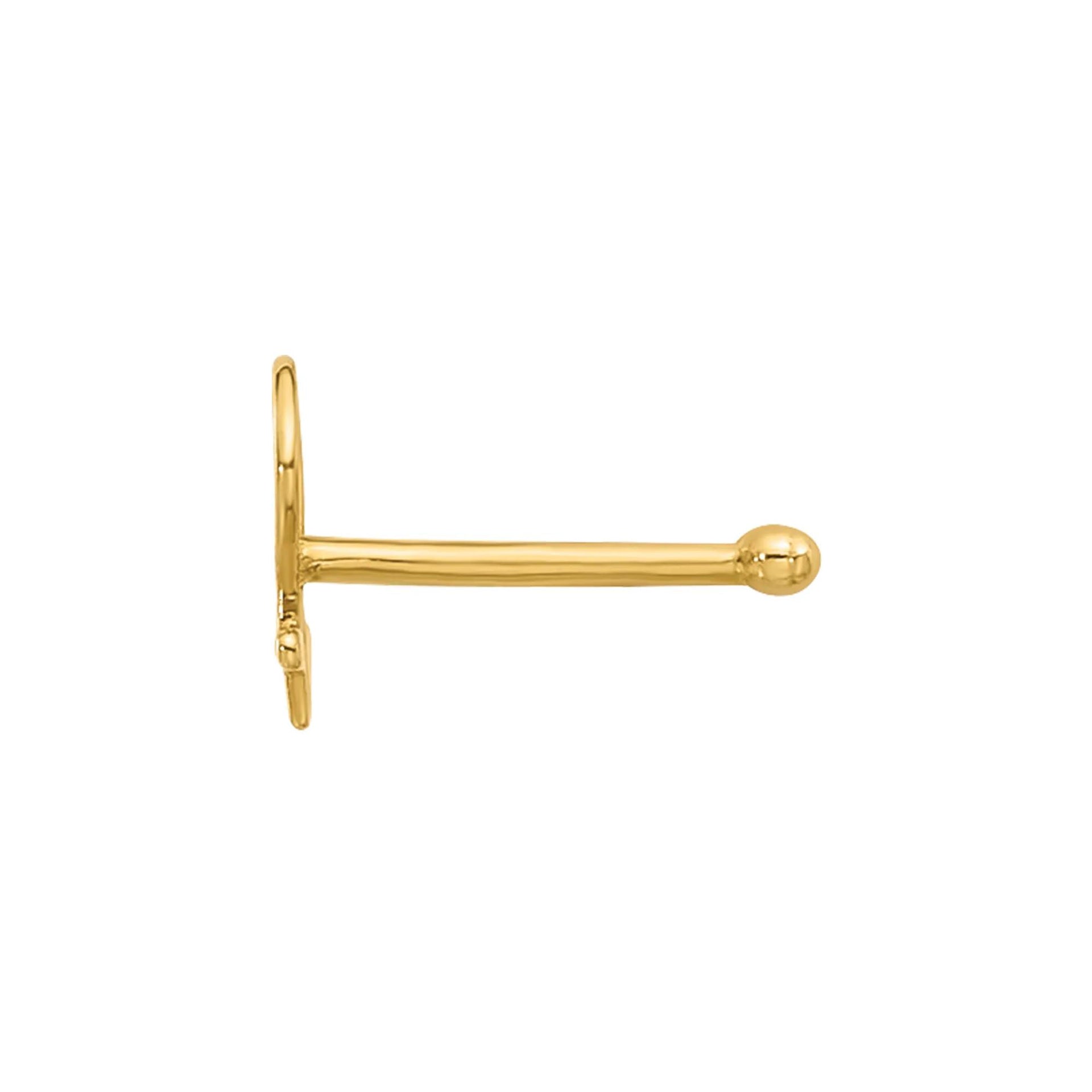 Polished Female Symbol Nose Stud 14K Yellow Gold 20 Gauge Size 2.80mm