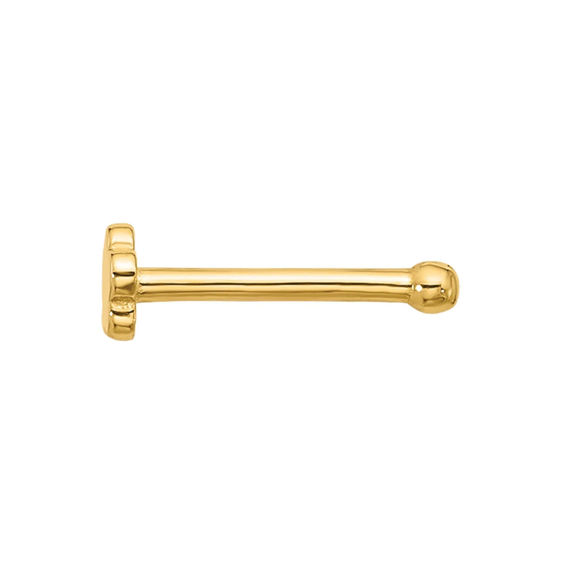 Polished Flower Nose Stud 14K Yellow Gold 20 Gauge Size 3.20mm