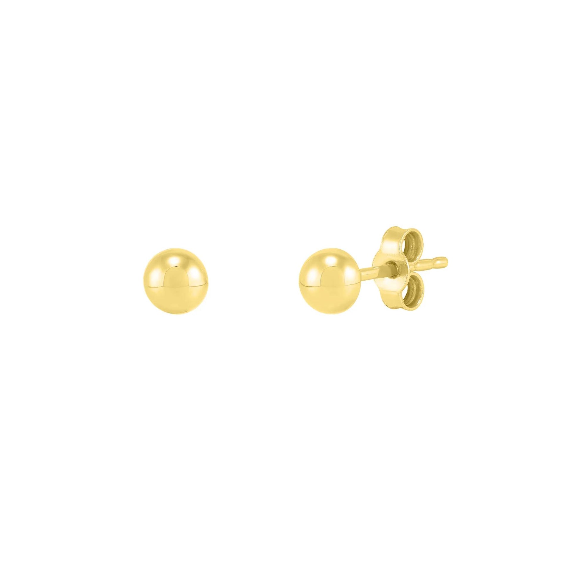 Polished Half Ball Stud Earrings 14K Yellow Gold Size 6.00mm