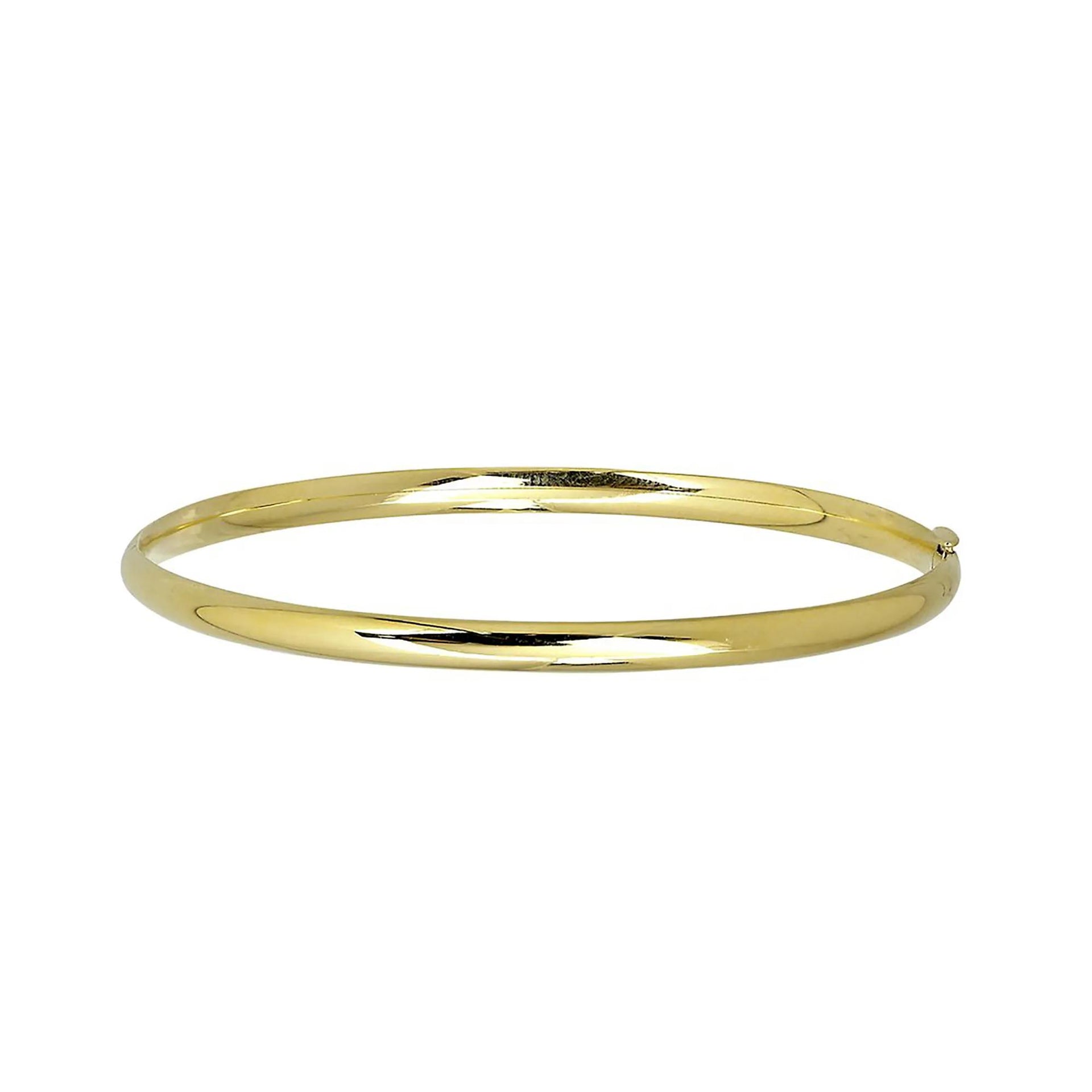 Polished Hinge Bangle Bracelet 14K Yellow Gold Size 7"