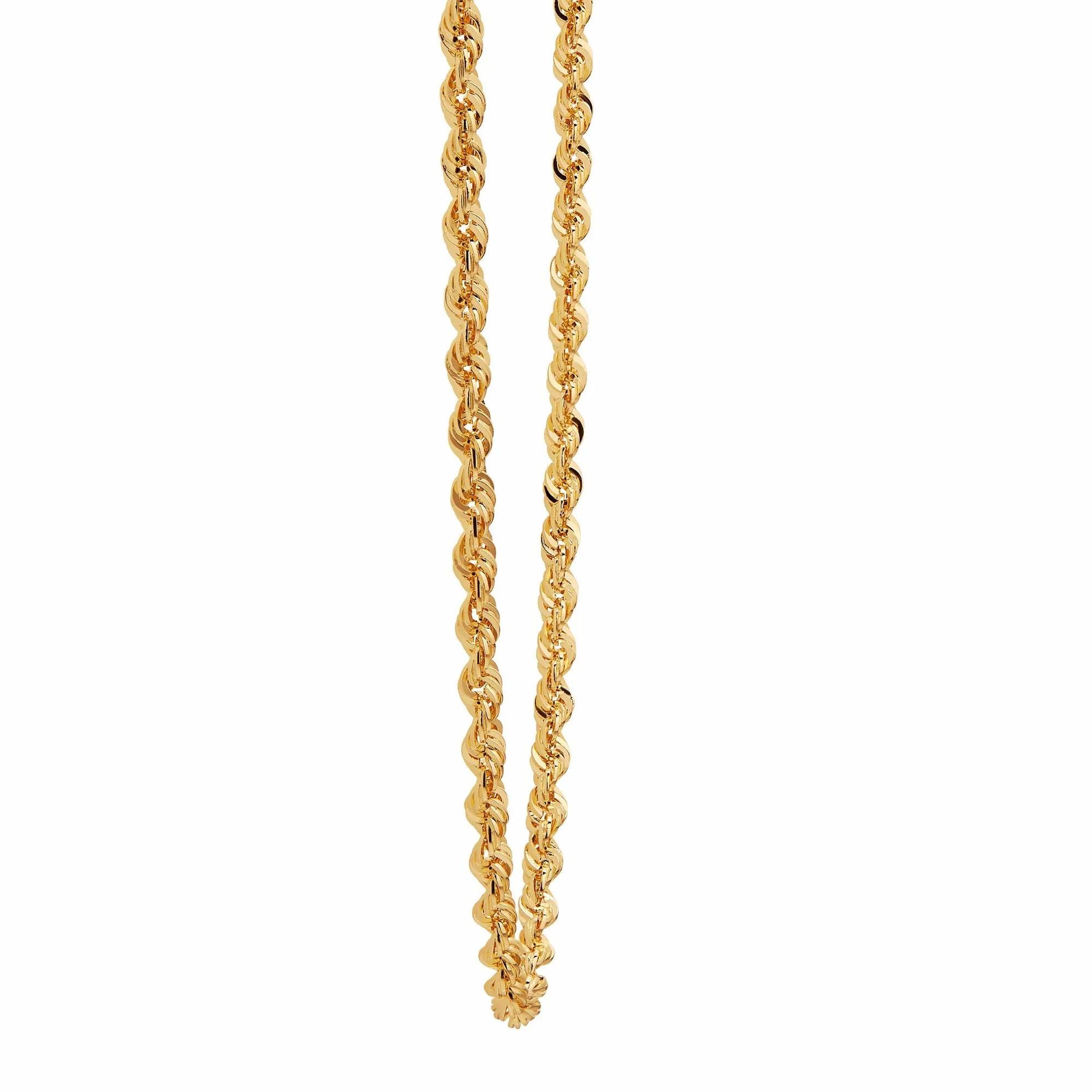 Polished Hollow Rope Chain 14K Yellow Gold Necklace Size 18"