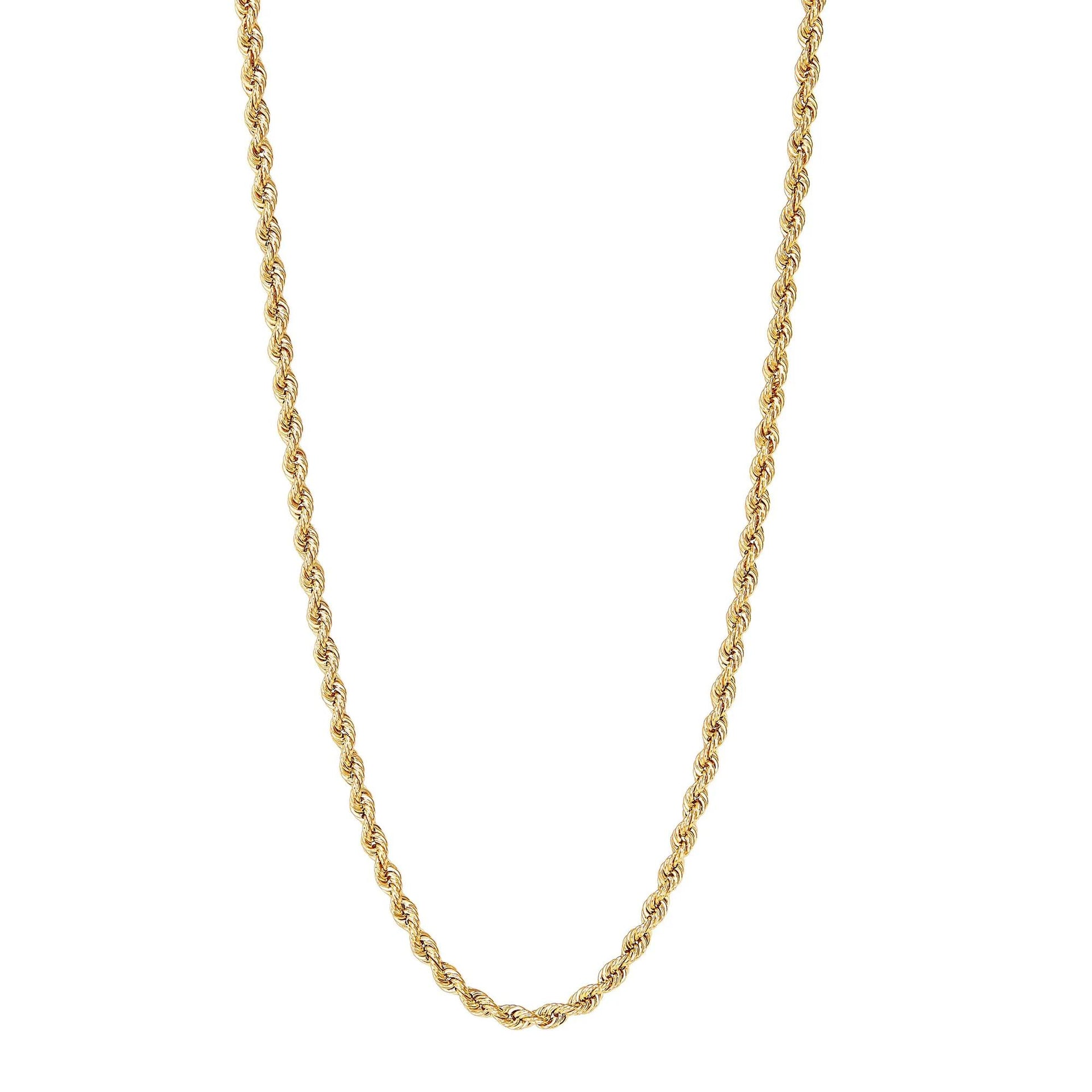 Polished Hollow Rope Chain 14K Yellow Gold Necklace Size 18"