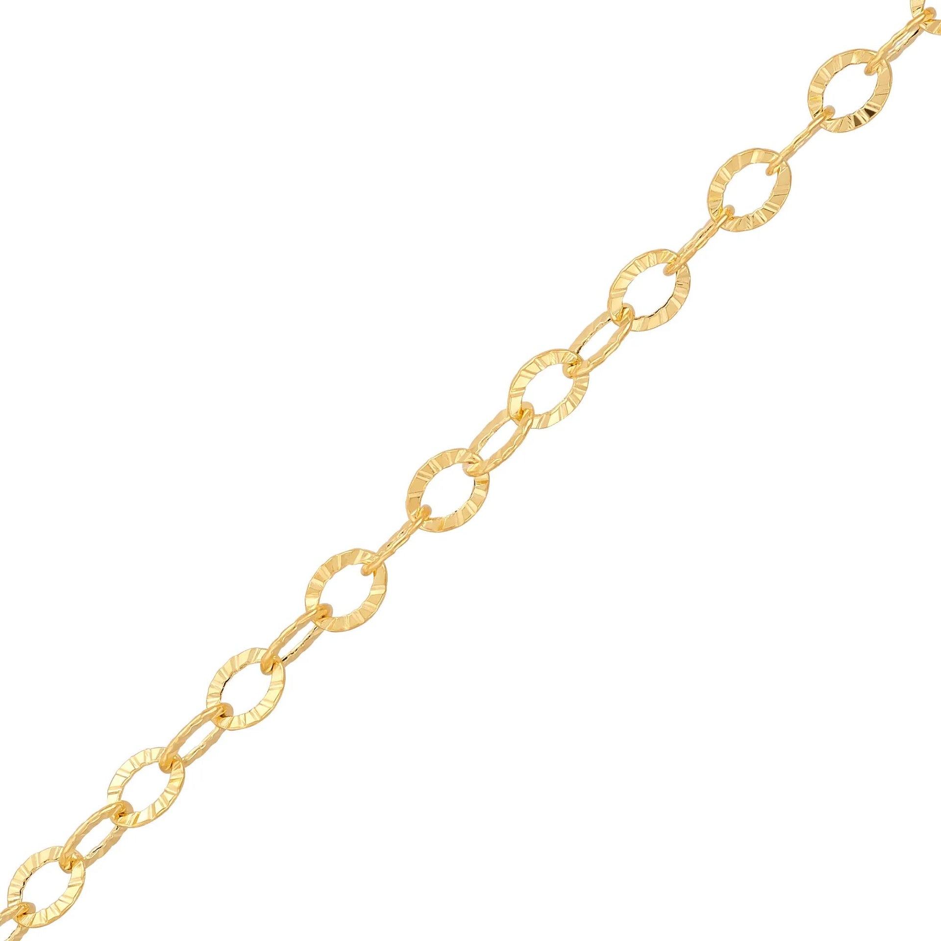 Polished Hollow Sunshine Rolo Chain Necklace 14K Yellow Gold Size 18"