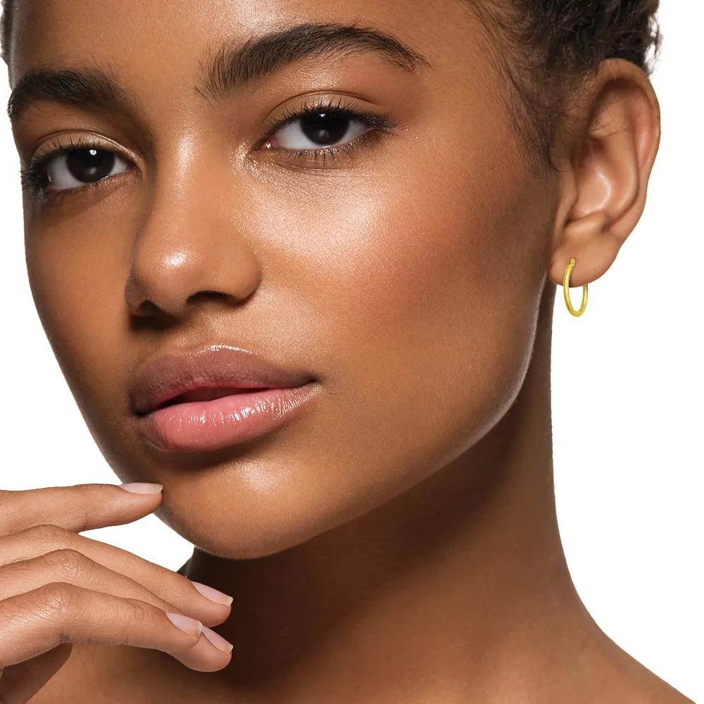 Polished Hoop Earrings 14K Yellow Gold Size 15.00mm