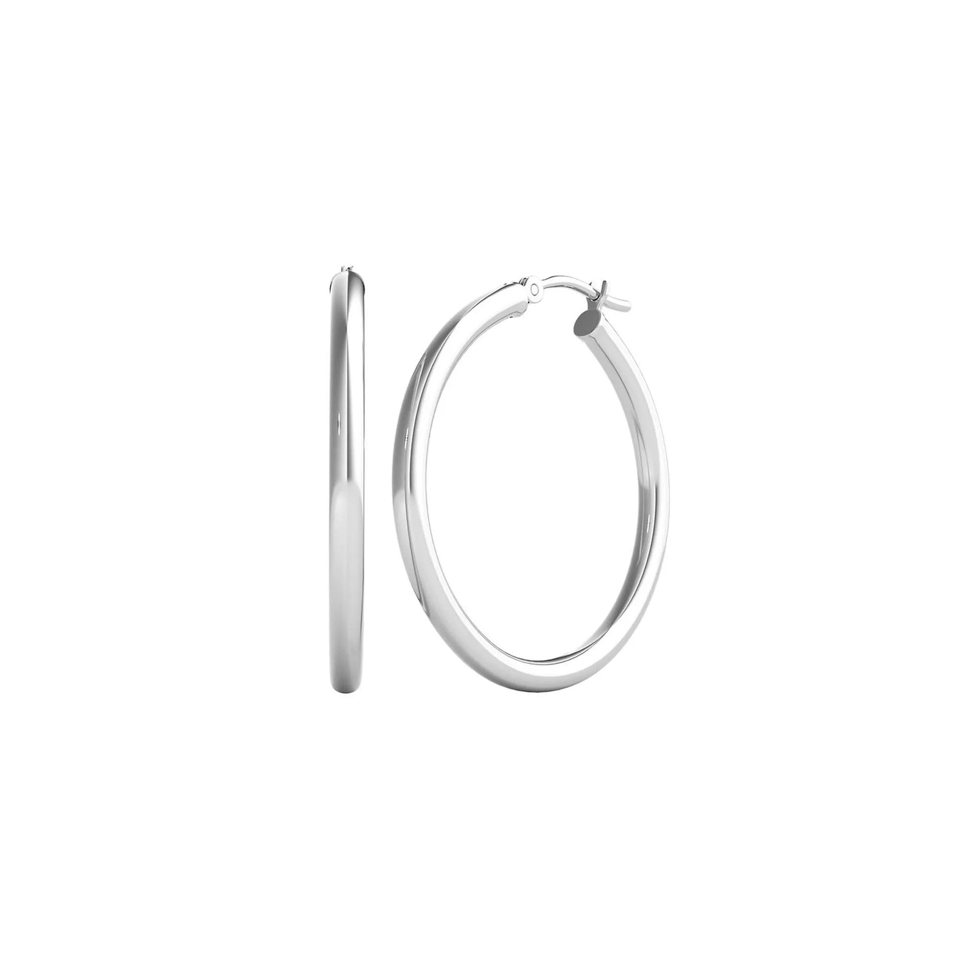 Polished Hoop Earrings 14K White Gold Size 30.00mm
