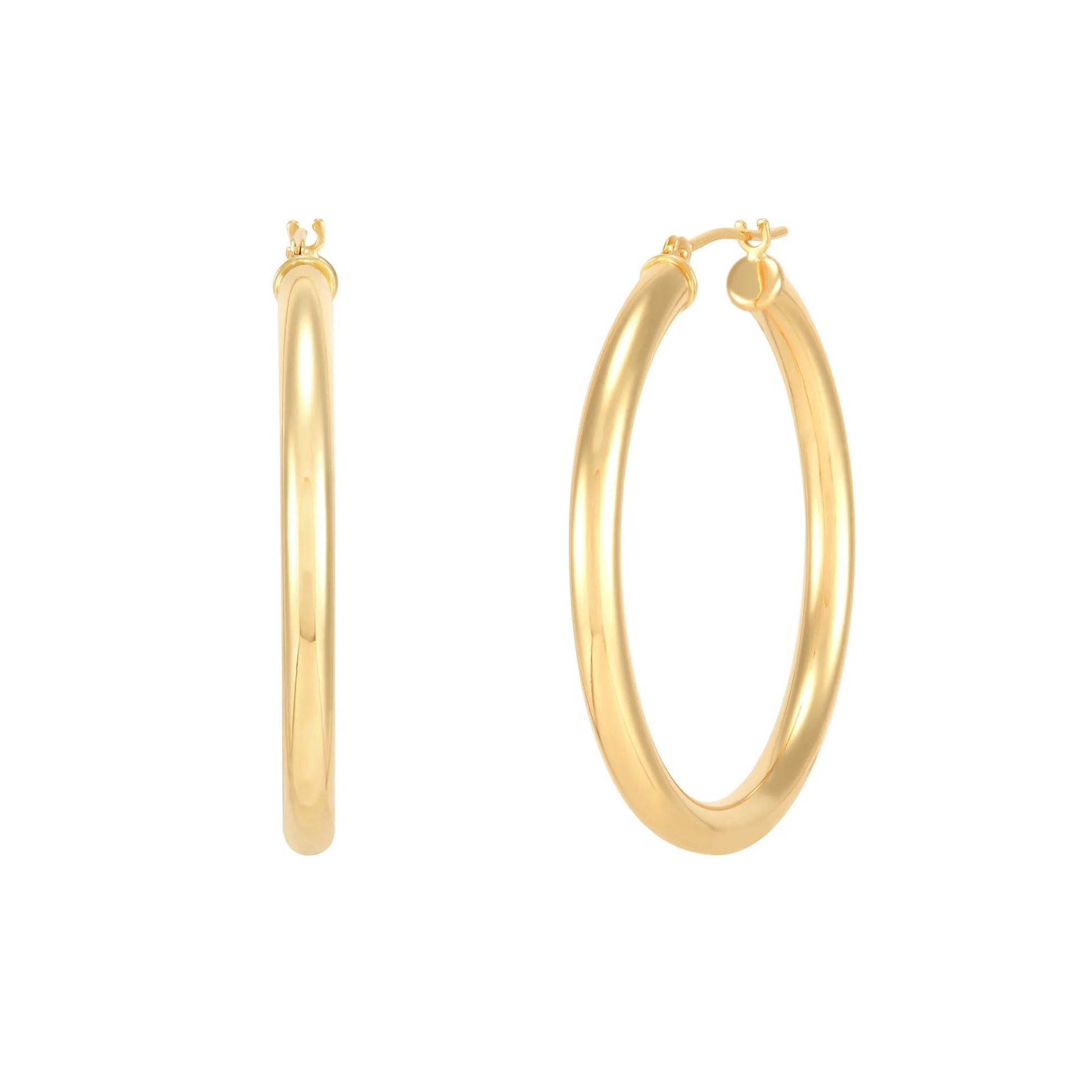 Polished Hoop Earrings 14K Yellow Gold Size 35.00mm