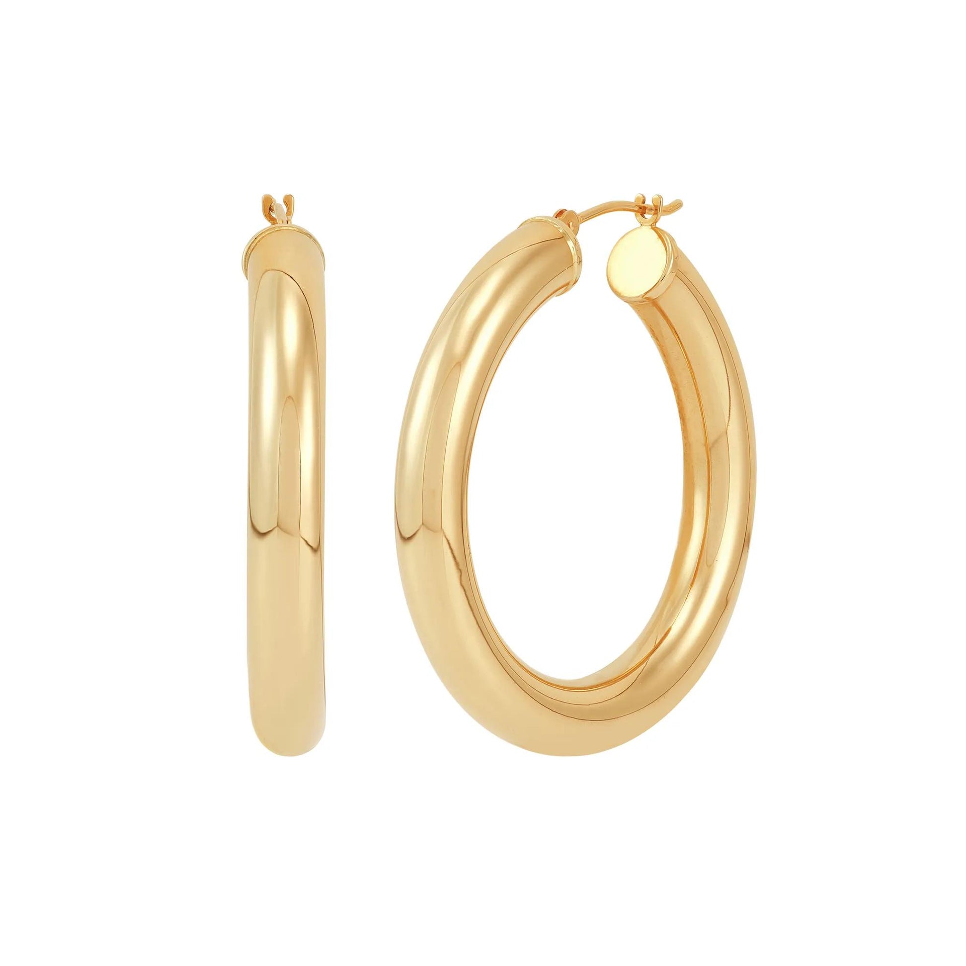 Polished Hoop Earrings 14K Yellow Gold Size 35.00mm
