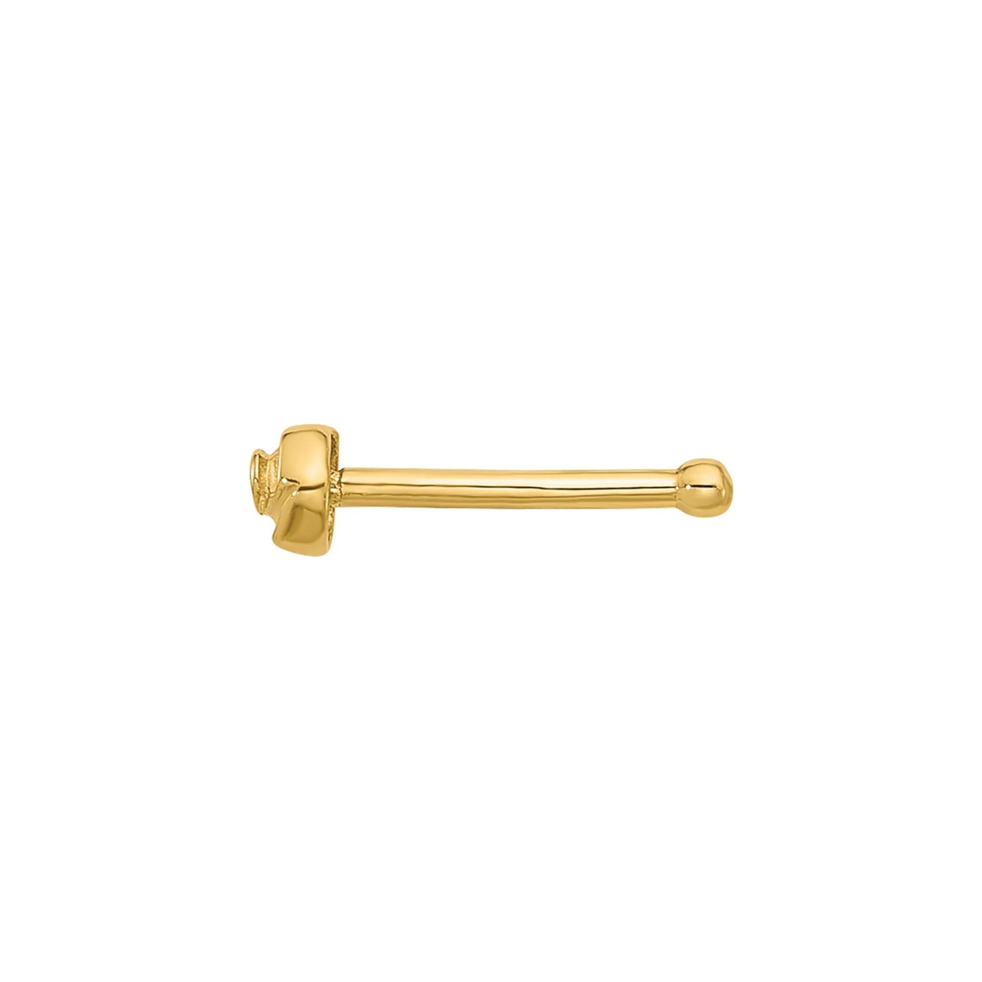 Polished Rose Nose Stud 14K Yellow Gold Size 3.00mm