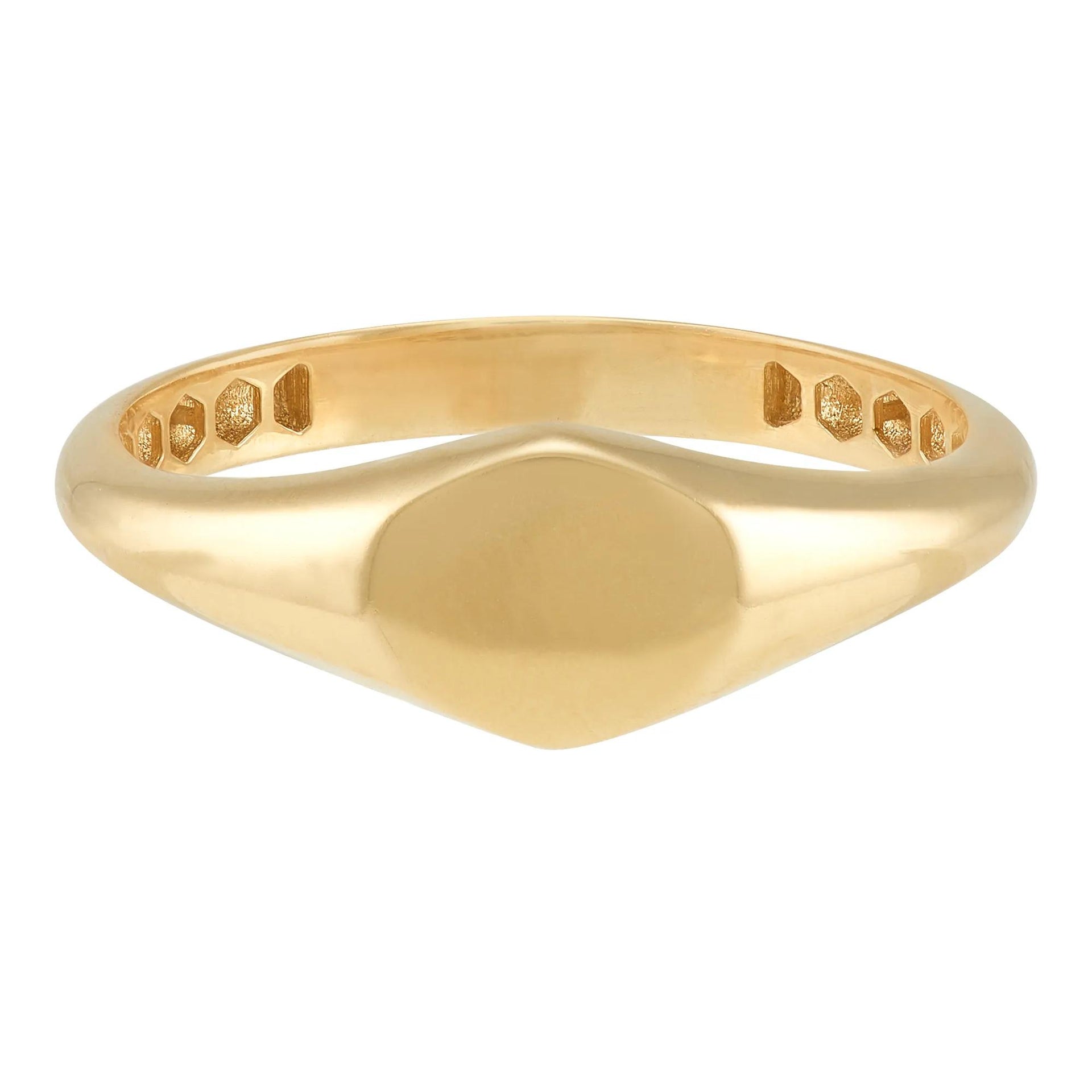 Polished Round Signet Ring 14K Yellow Gold Size 7