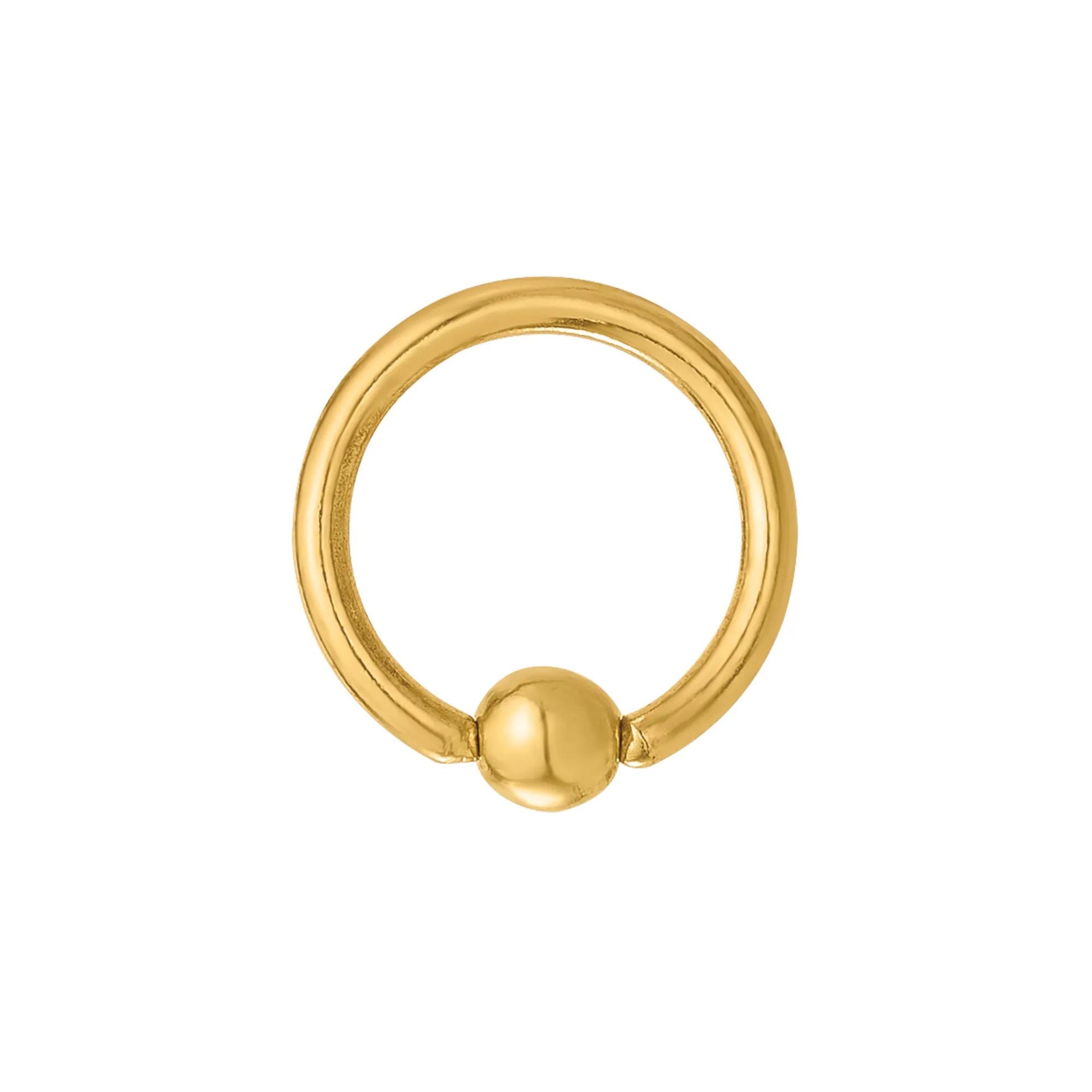 Polished Septum Cartilage Ring 14K Yellow Gold 16 Gauge Size 10.00mm