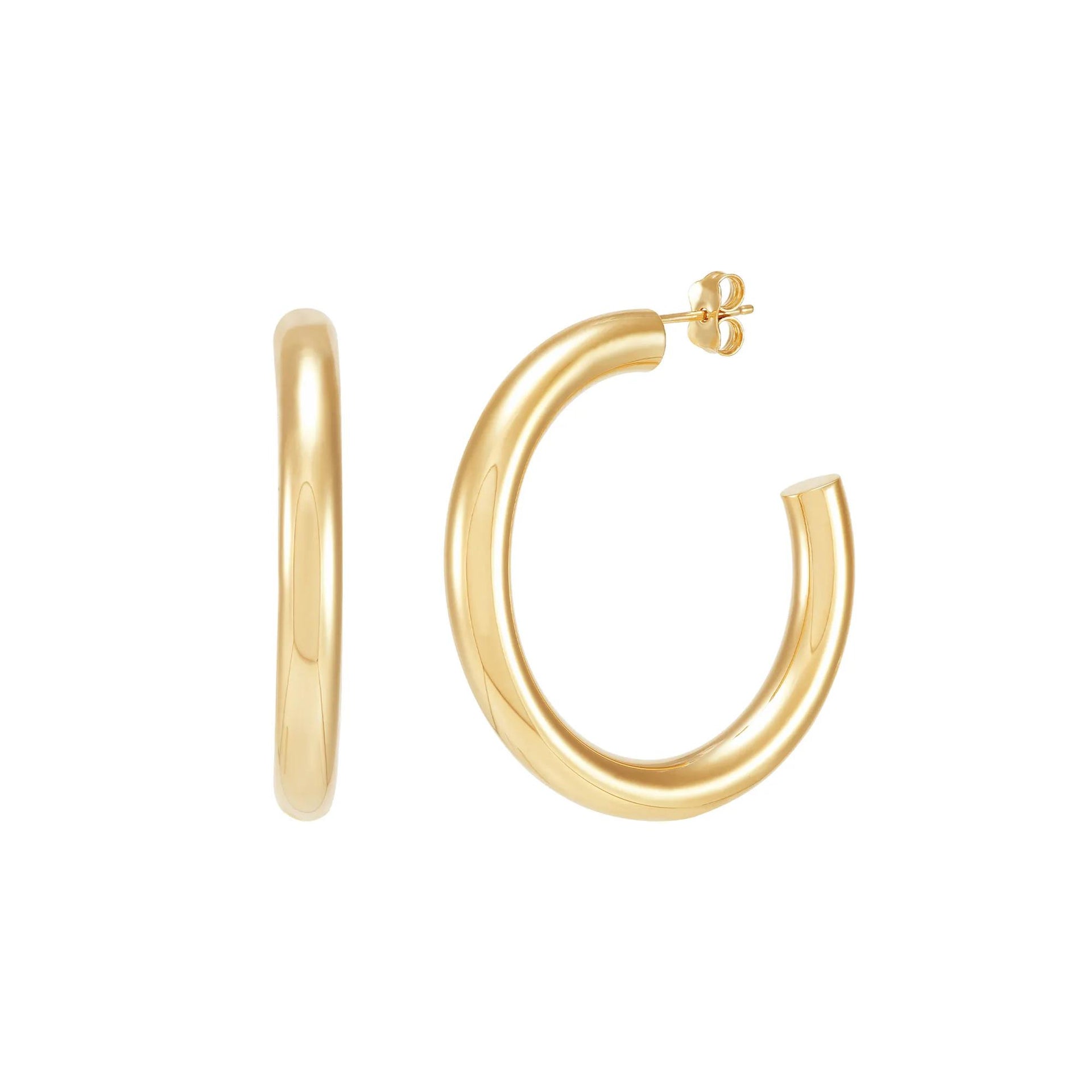 Polished Three-Quarter Hoop Earrings 14K Yellow Gold Size 40.00mm