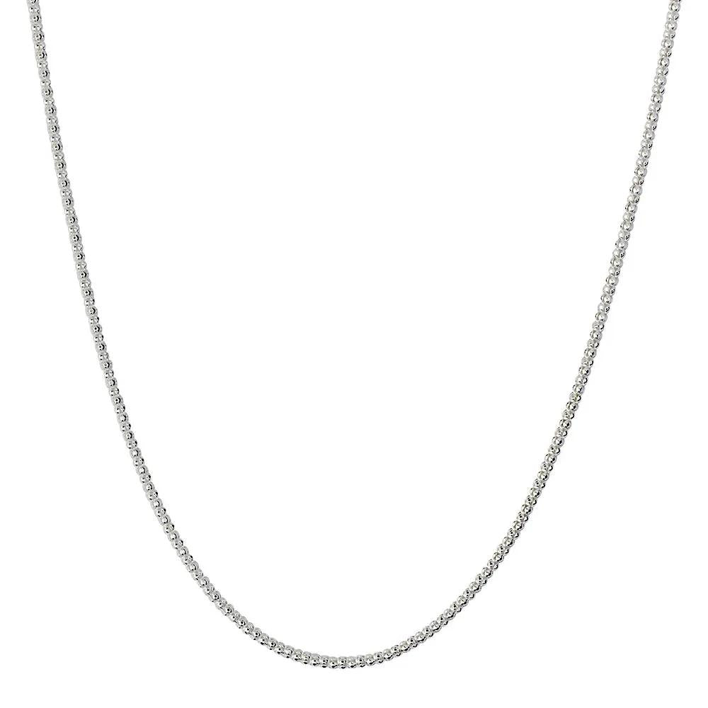 Popcorn Chain Necklace .925 Sterling Silver White Size 24"