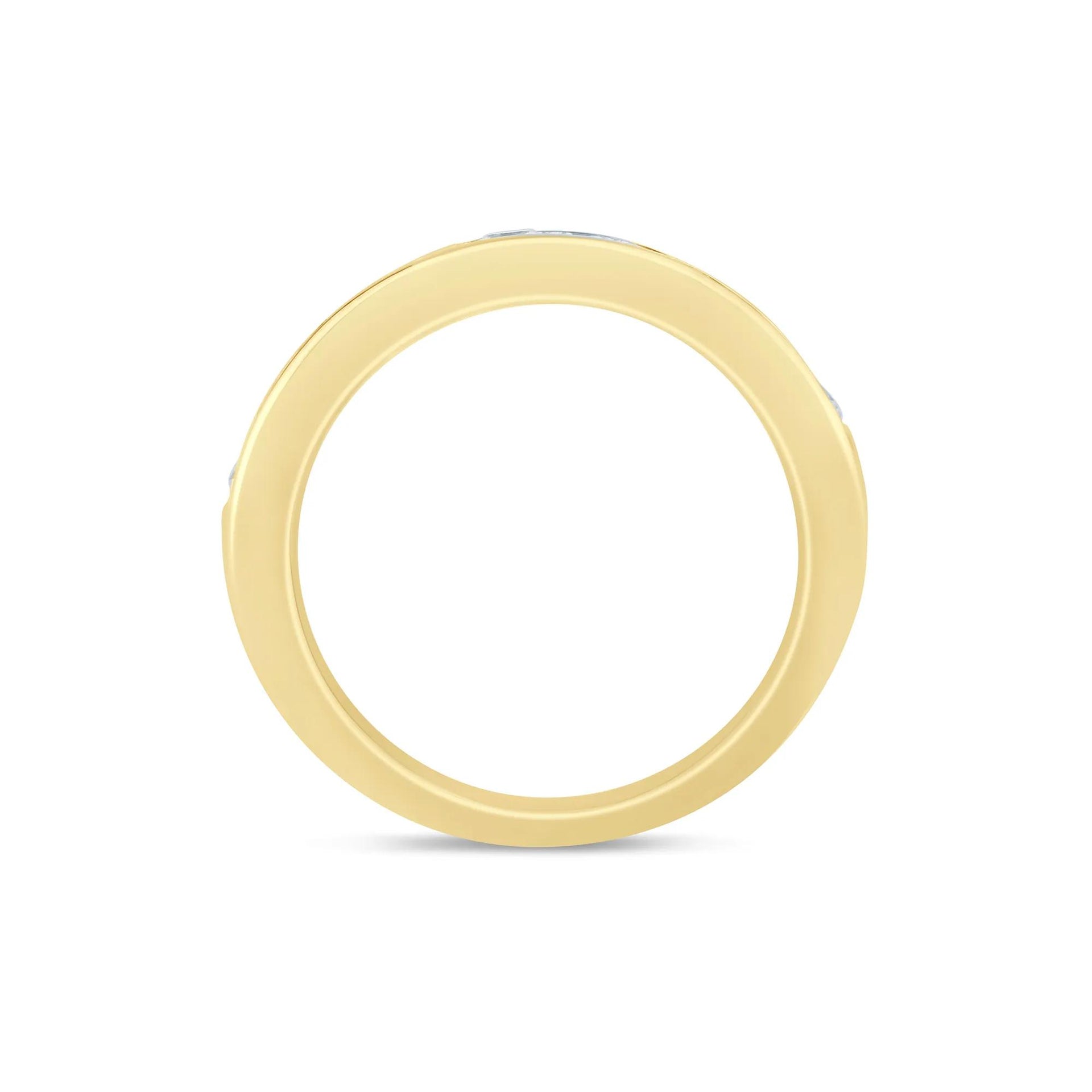 1 CT. Tw. Princess-Cut Diamond Channel-Set Band Ring 14K Yellow Gold Size 8.5 3.5mm