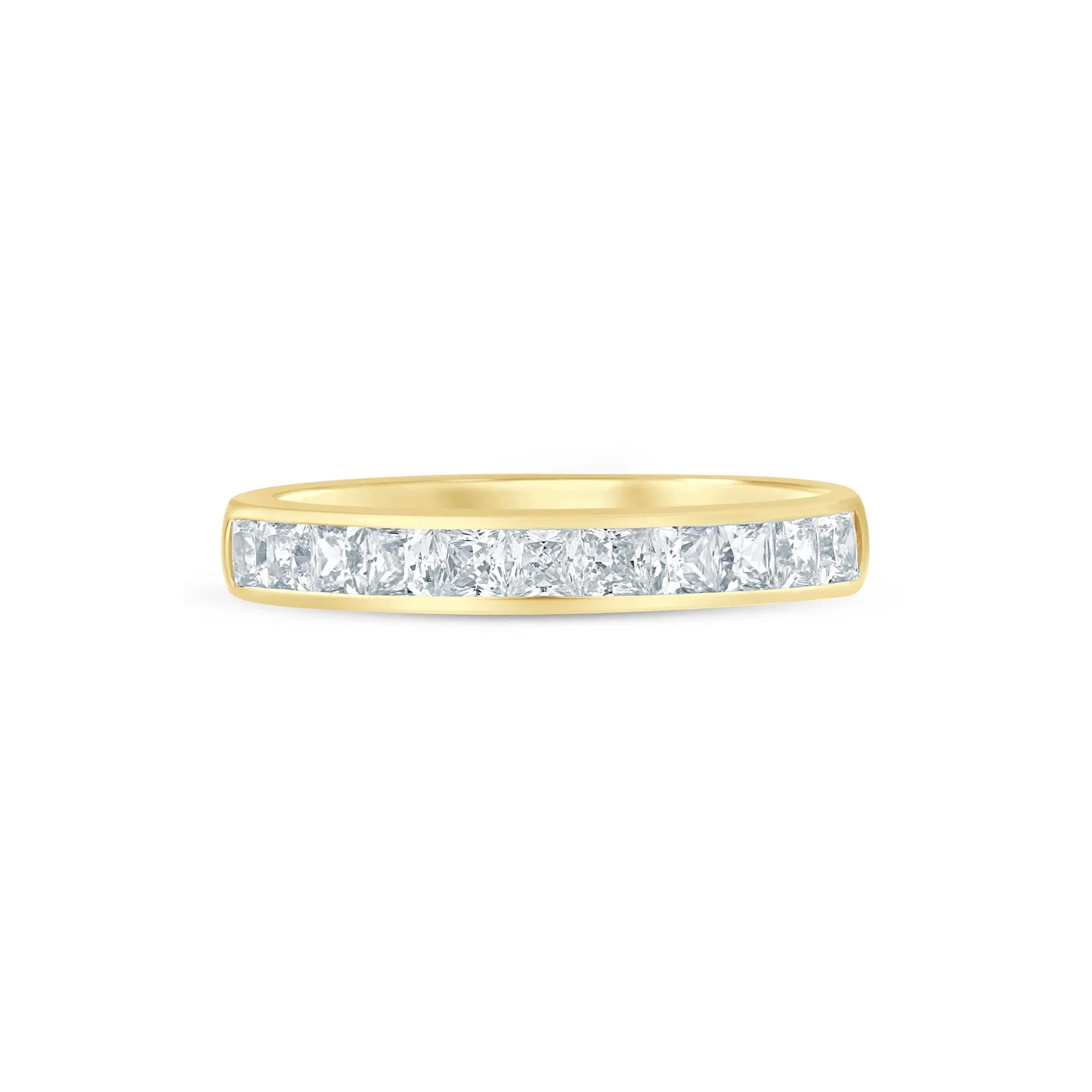 1 CT. Tw. Princess-Cut Diamond Channel-Set Band Ring 14K Yellow Gold Size 8.5 3.5mm