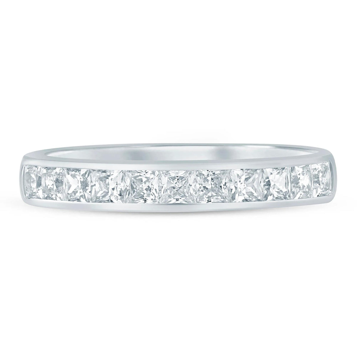 1 CT. Tw. Princess-Cut Diamond Channel-Set Band Ring 14K White Gold Size 6.5 3.5mm