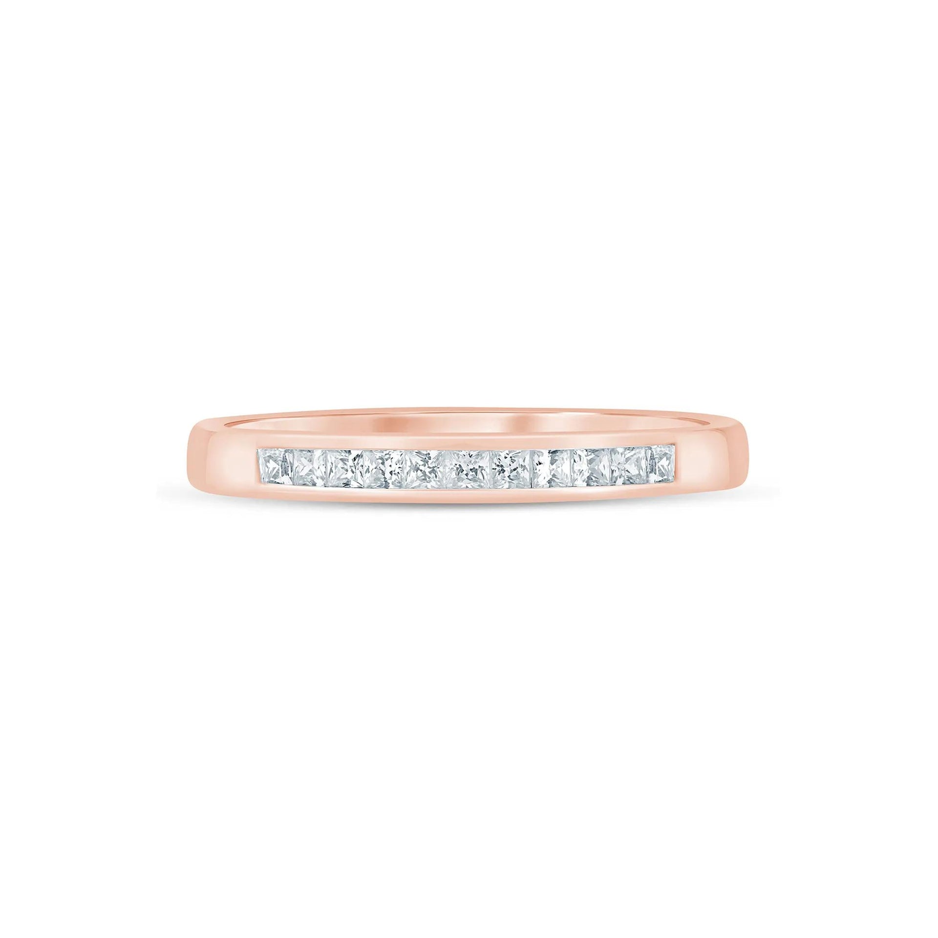 1/4 CT. Tw. Princess-Cut Diamond Channel-Set Band Ring 14K Rose Gold Size 8.5 2.5mm