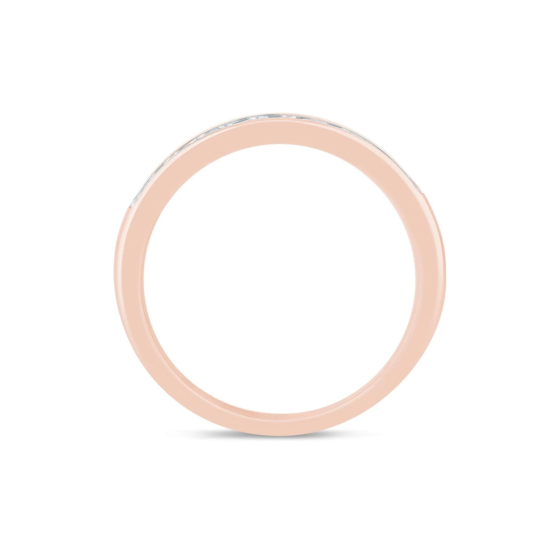 1/2 CT. Tw. Princess-Cut Diamond Channel-Set Band Ring 14K Rose Gold Size 8.5 2.5mm