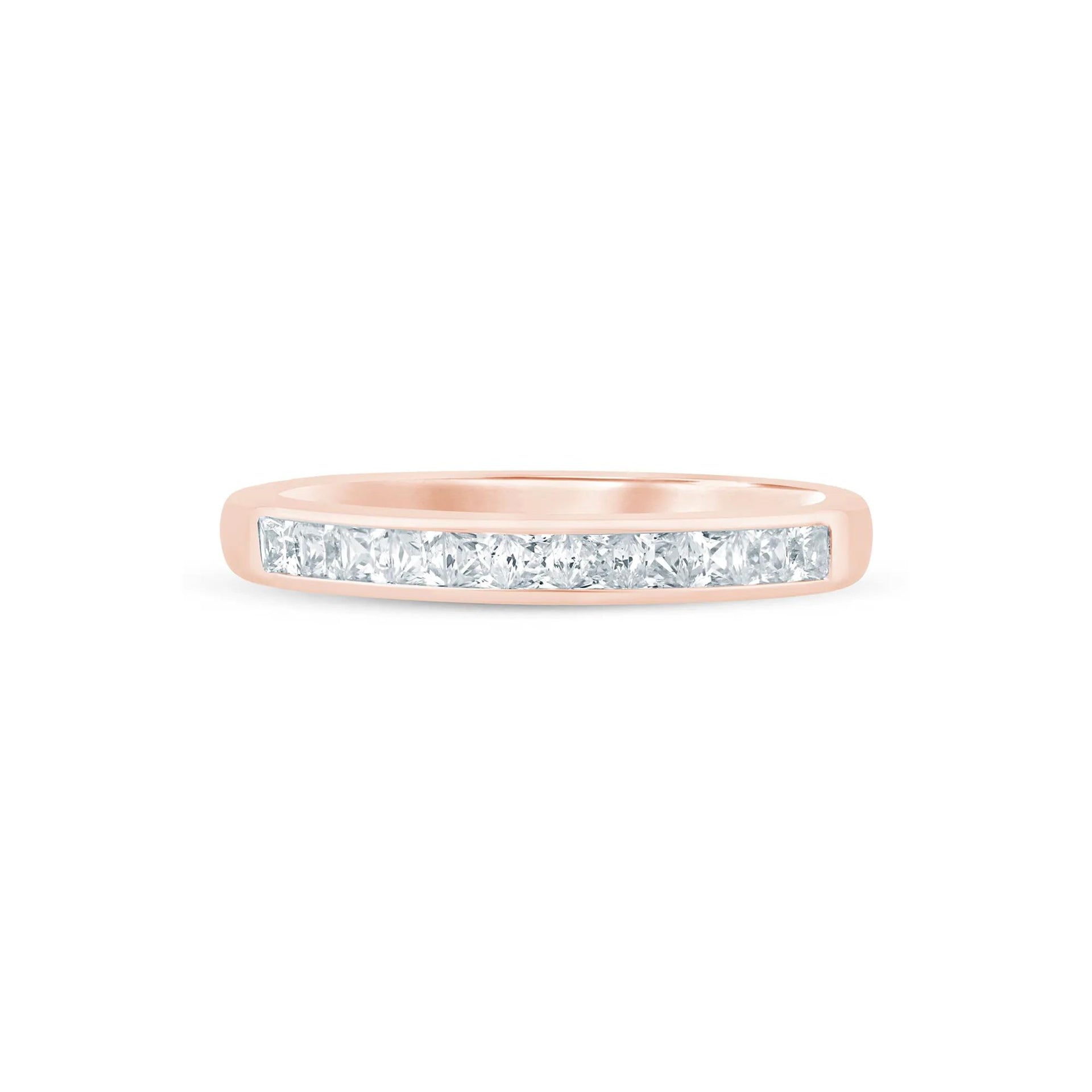 1/2 CT. Tw. Princess-Cut Diamond Channel-Set Band Ring 14K Rose Gold Size 8.5 2.5mm