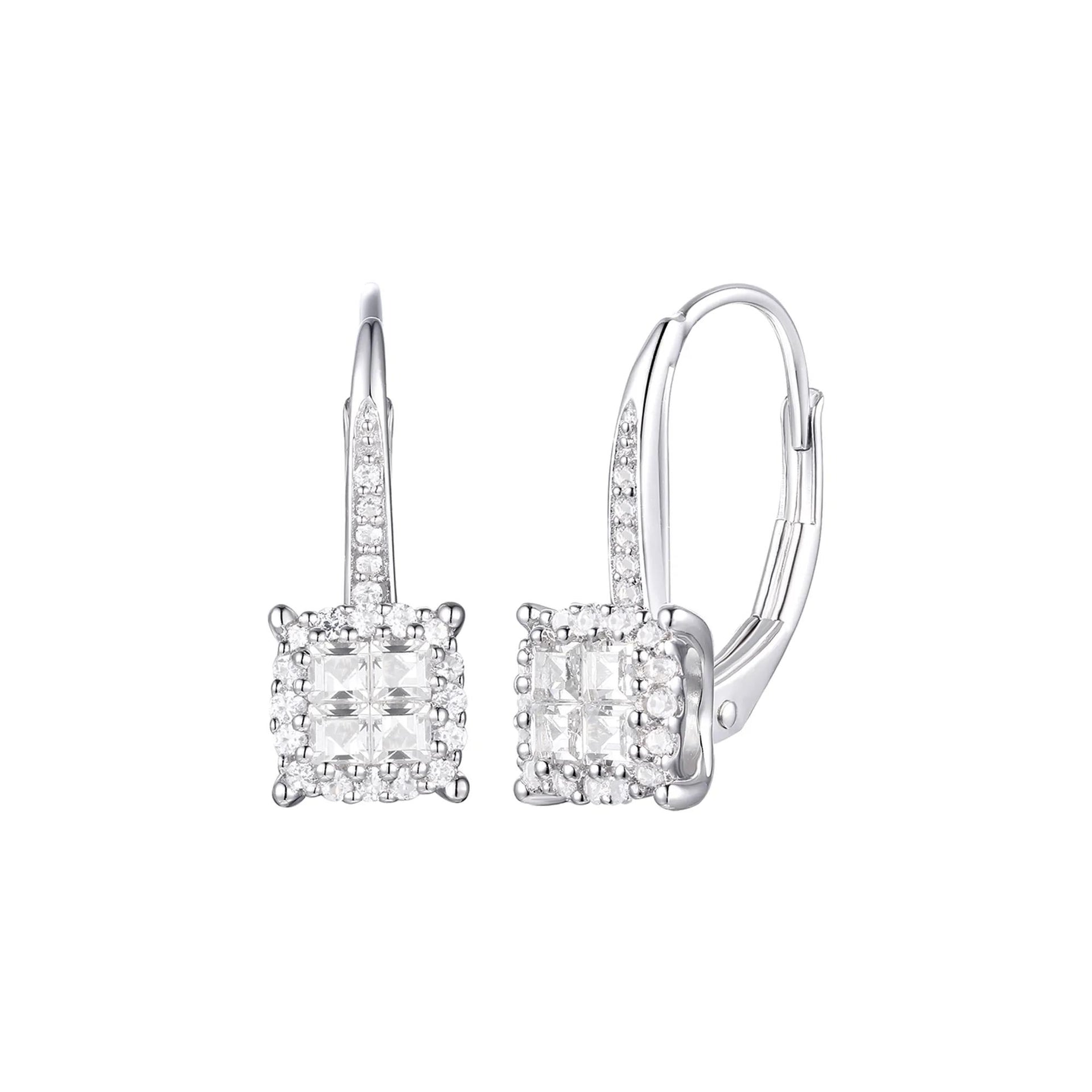 1/2 CT. Tw. Princess-Cut Diamond Drop Earrings 10K White Gold Size 6.10mm