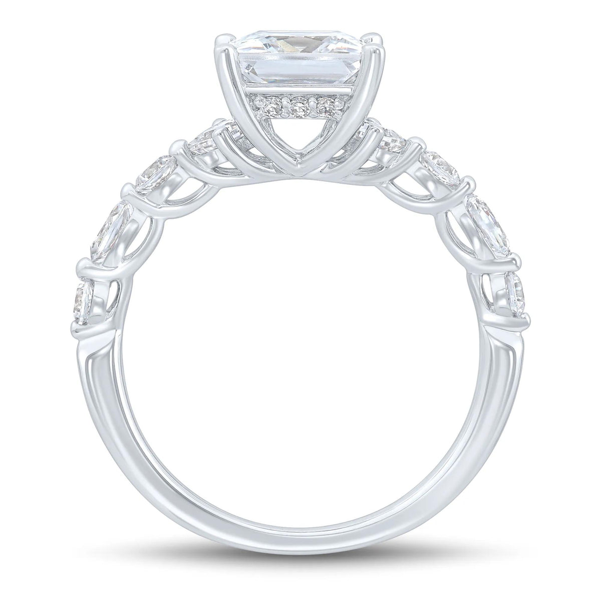 2 3/4 CT. Tw. Princess-Cut Lab Grown Diamond Engagement Ring 14K White Gold Round Brilliant Cut Size 7.5 1mm