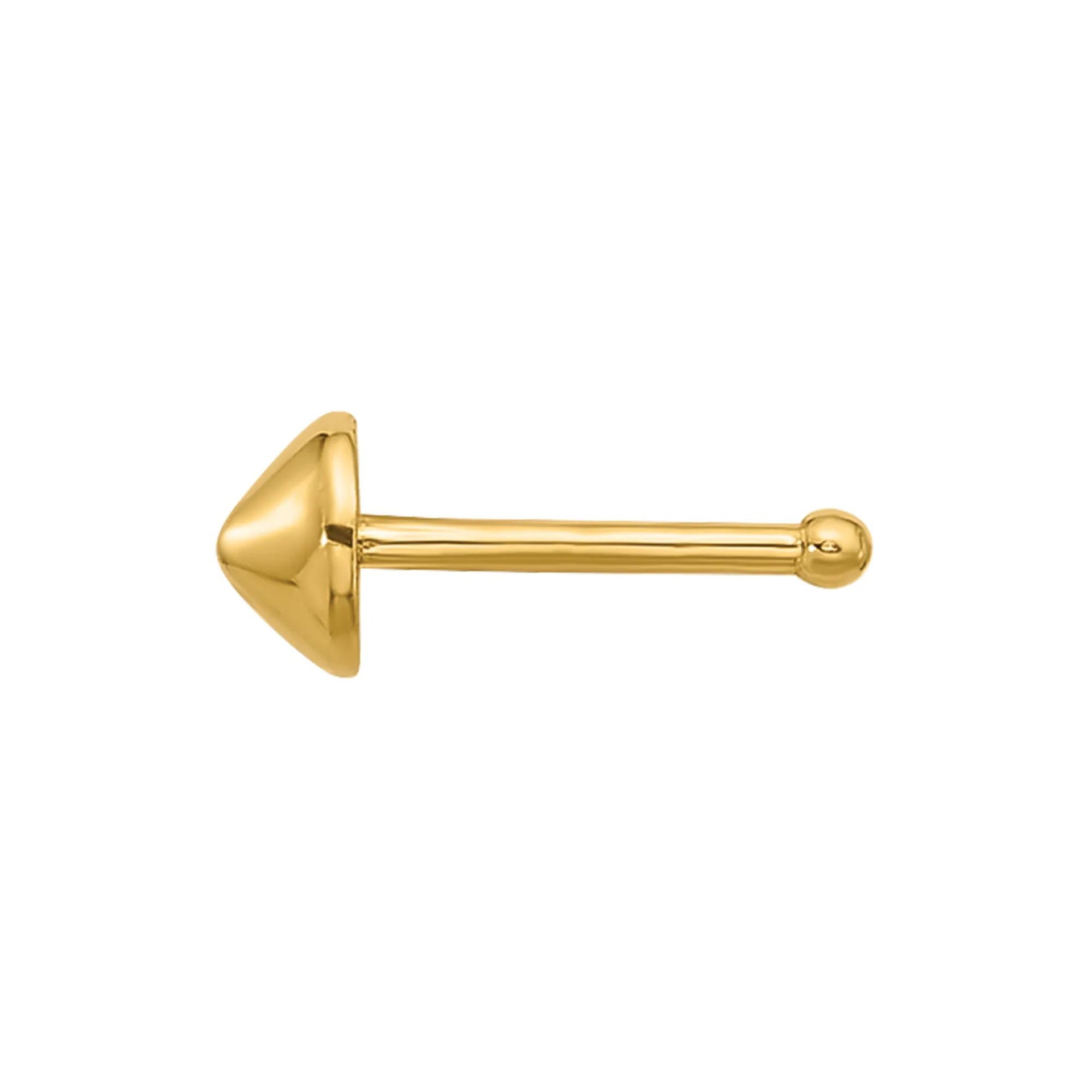 Pyramid Nose Stud 14K Yellow Gold 22 Gauge Size 3.40mm